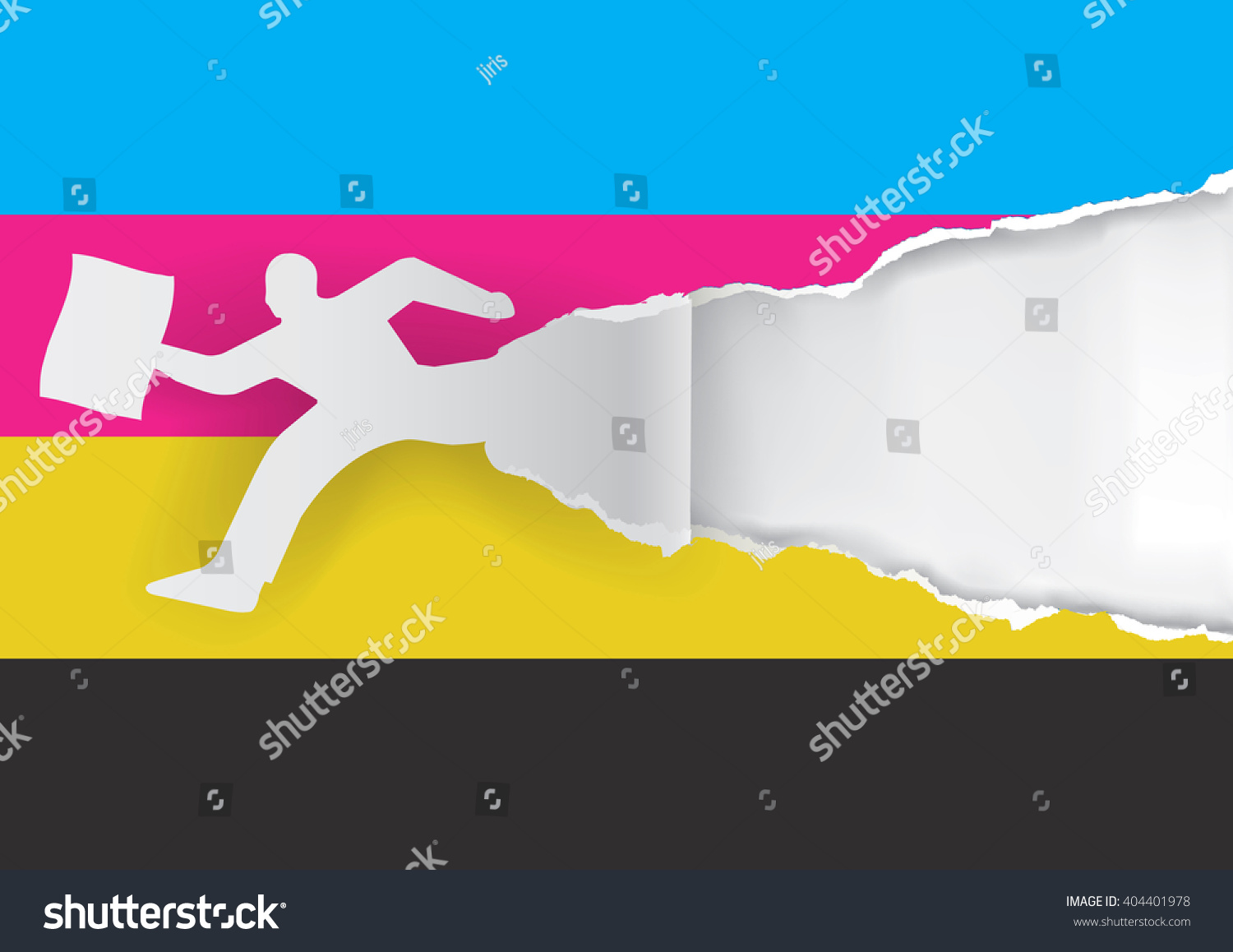 Fast Color Printing Concept Paper Silhouette Stock Vector Royalty Free