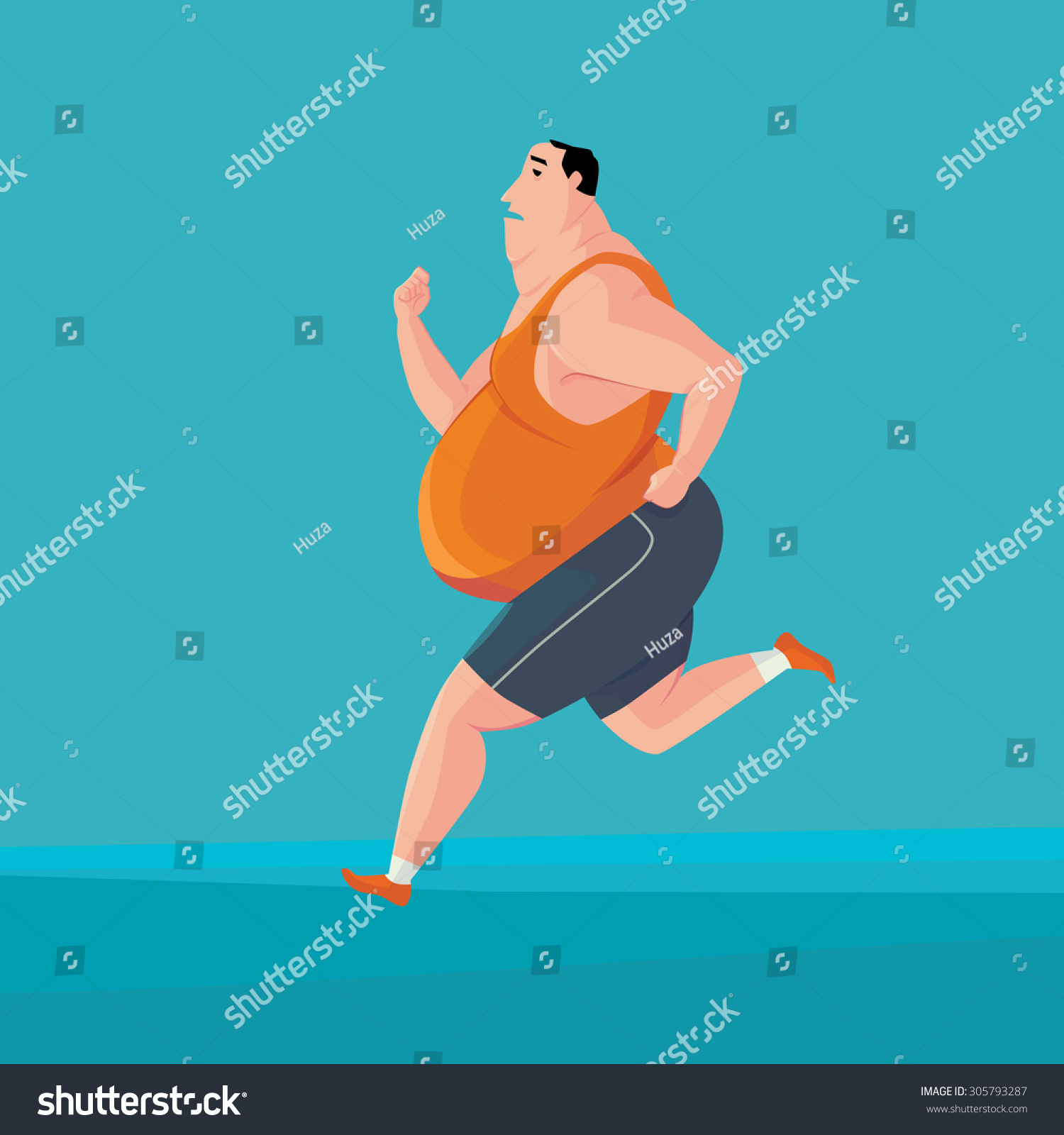 Fat Man Jogging To Lose Weight Vector Illustrator 305793287 Shutterstock 5427