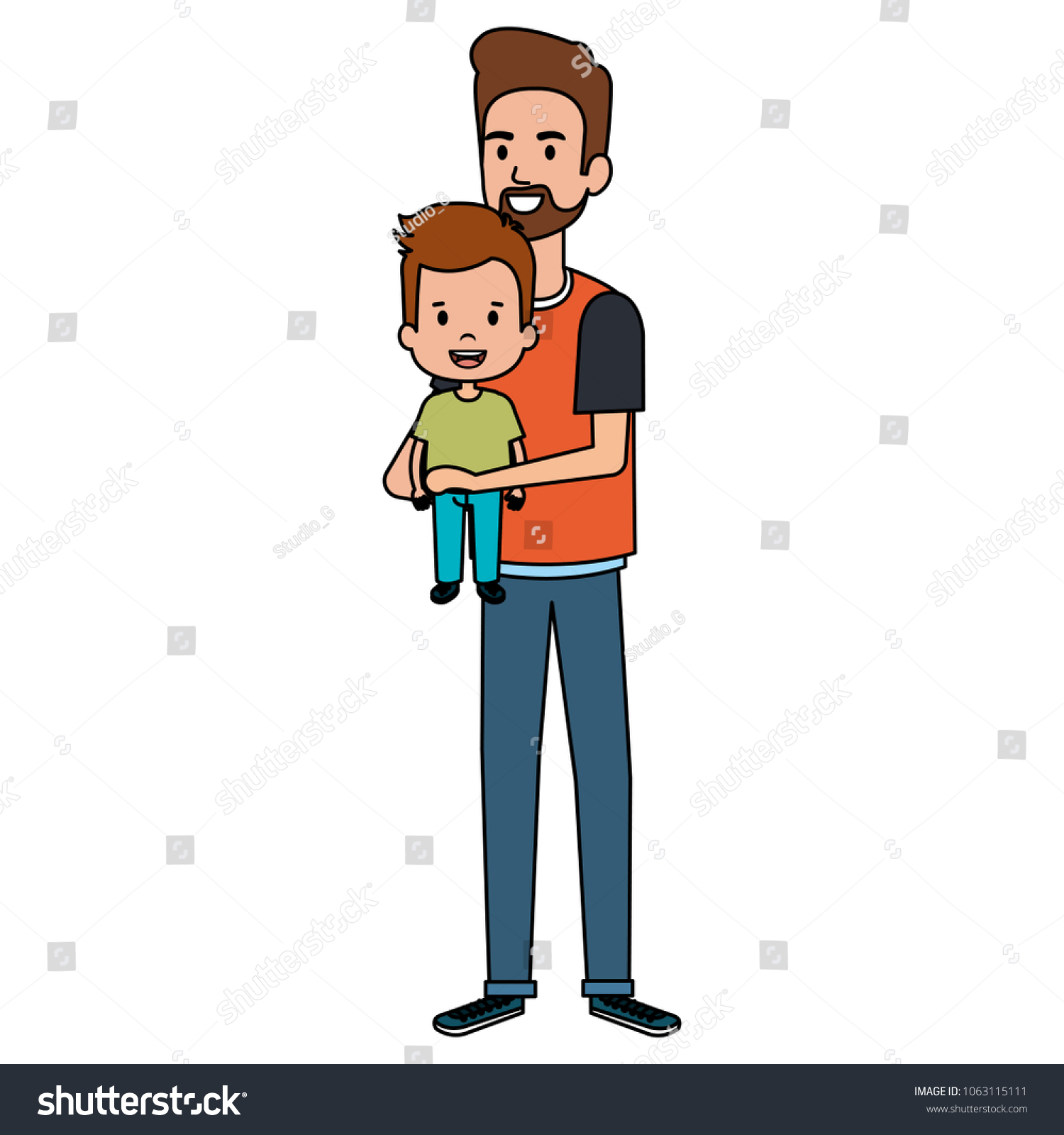 Father Lifting Son Characters Stock Vector Royalty Free