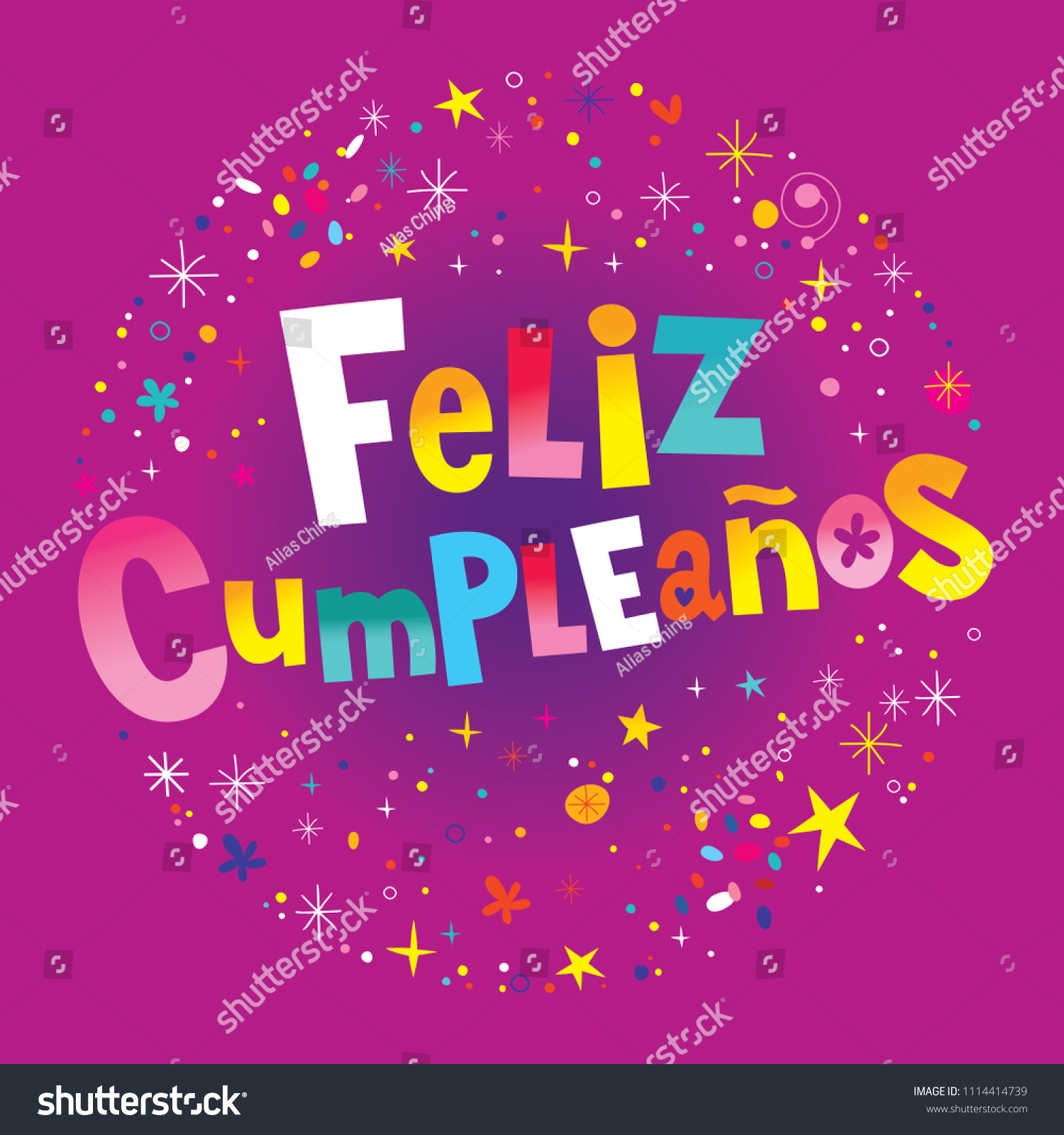 Feliz Cumpleanos Happy Birthday Spanish Card 库存矢量图免版税1114414739