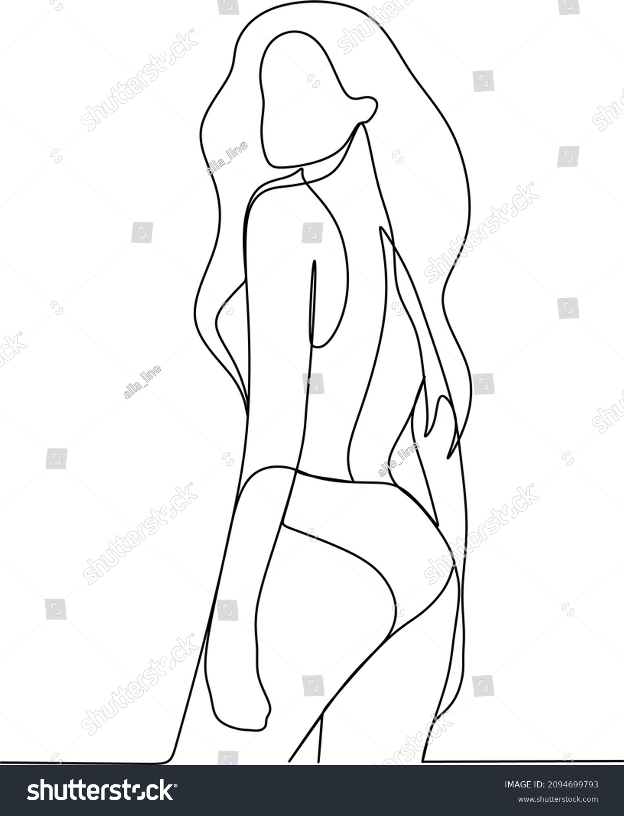 Female Figure Continuous Line Art Vector Stock Vector Royalty Free Shutterstock