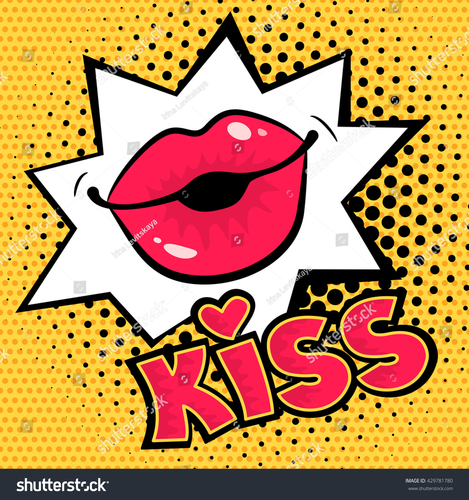 Female Lips Form Kiss Kiss Lettering Stock Vector Royalty Free 429781780