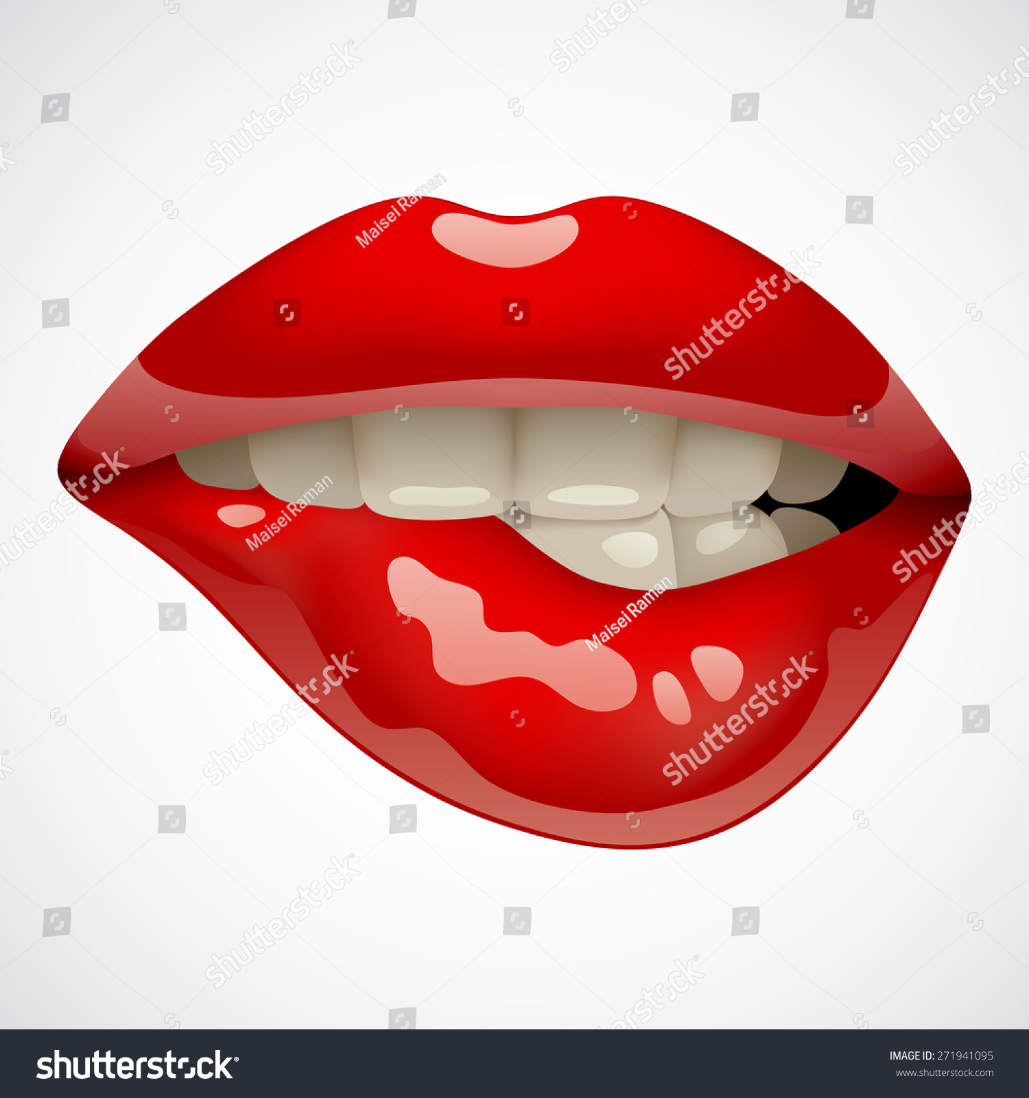 Female Sexy Gloss Red Lips Opened Stock Vector 271941095 Shutterstock 