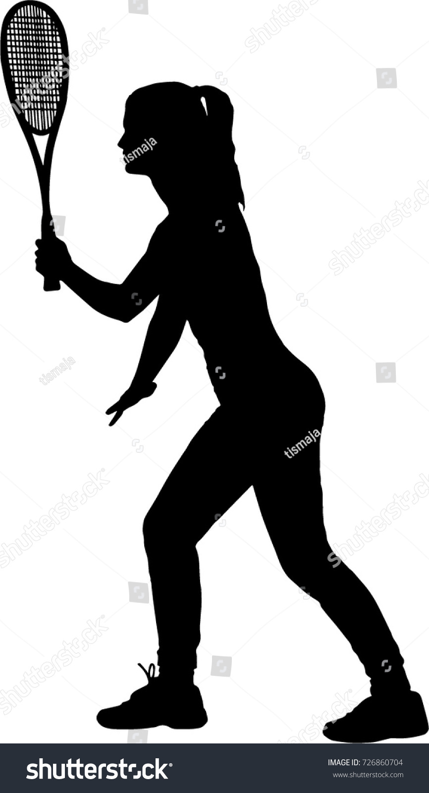 Female Squash Player Silhouette Stok Vektör Telifsiz 726860704