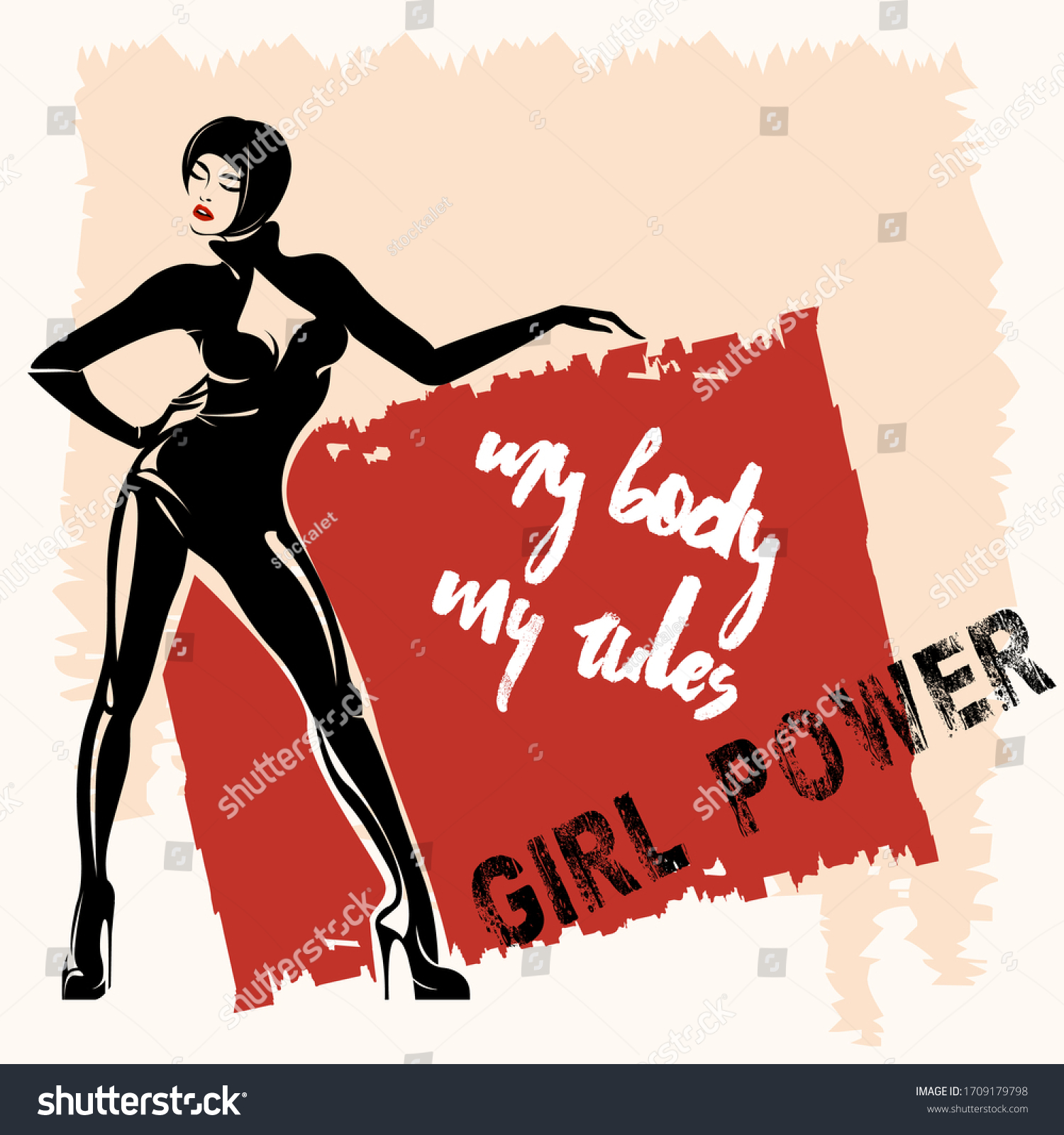 Feminist Illustrationgirl Power Logobeautiful Sexy Woman Stock Vector