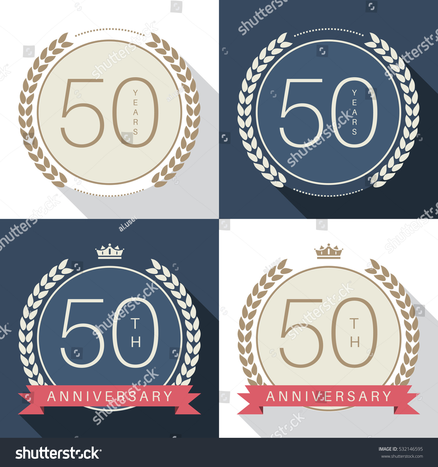 Fifty Years Anniversary Celebration Logotype Th Vector De Stock