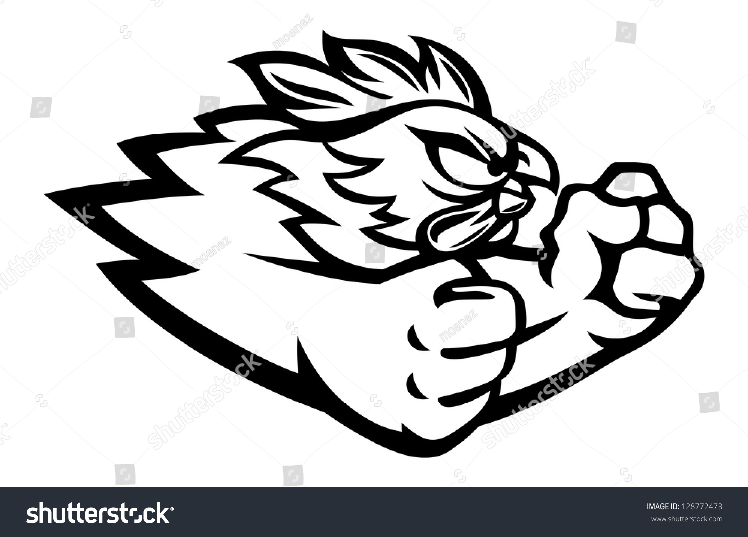 Fighting Rooster Cartoon Character Isolated On White Stock Vector