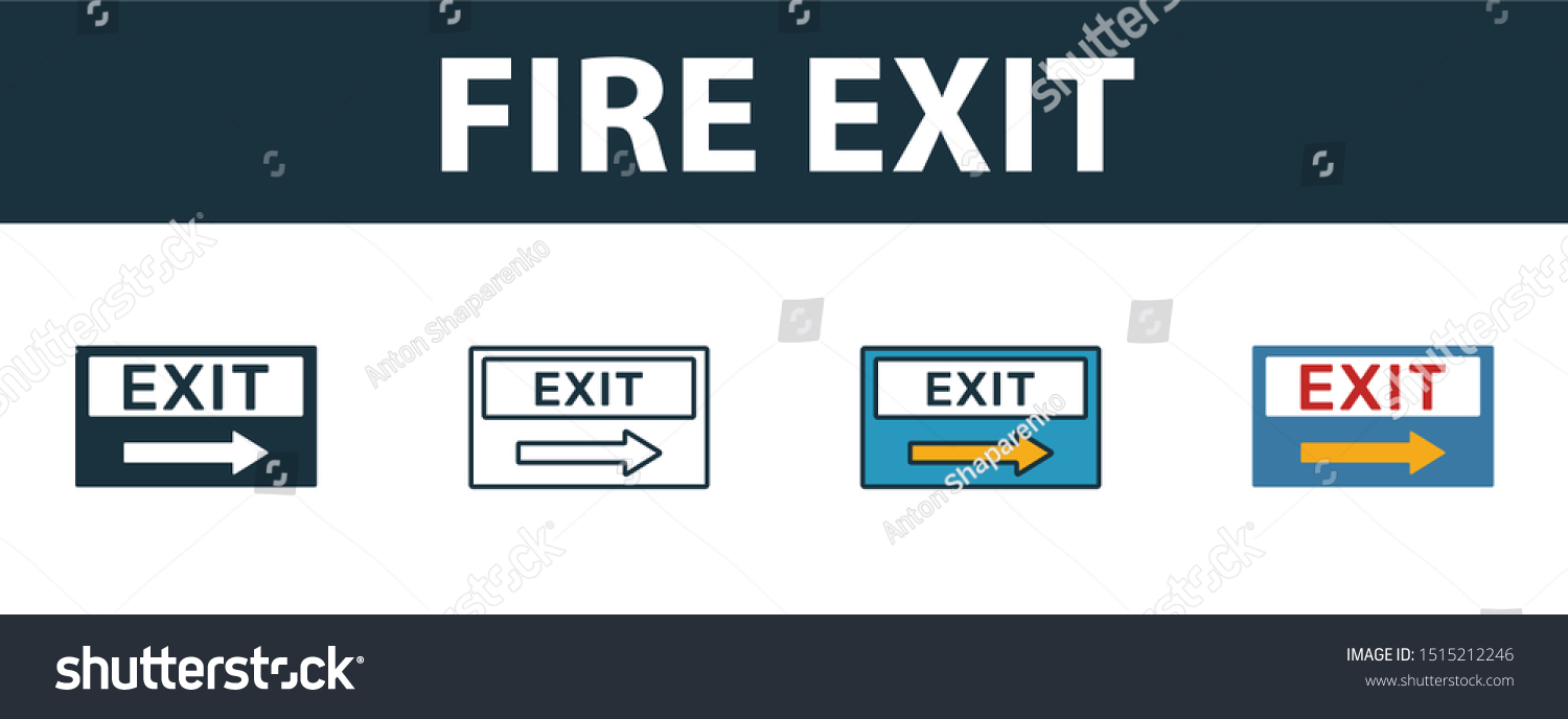 Fire Exit Icon Set Premium Simple Stock Vector Royalty Free 1515212246