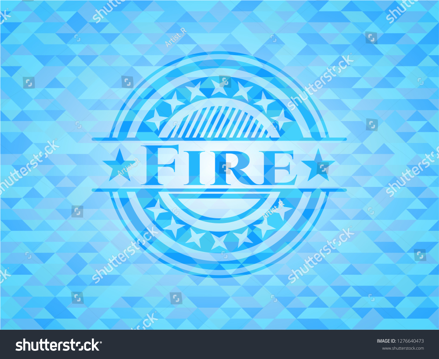 Fire Sky Blue Emblem Mosaic Ecological Stock Vector Royalty Free