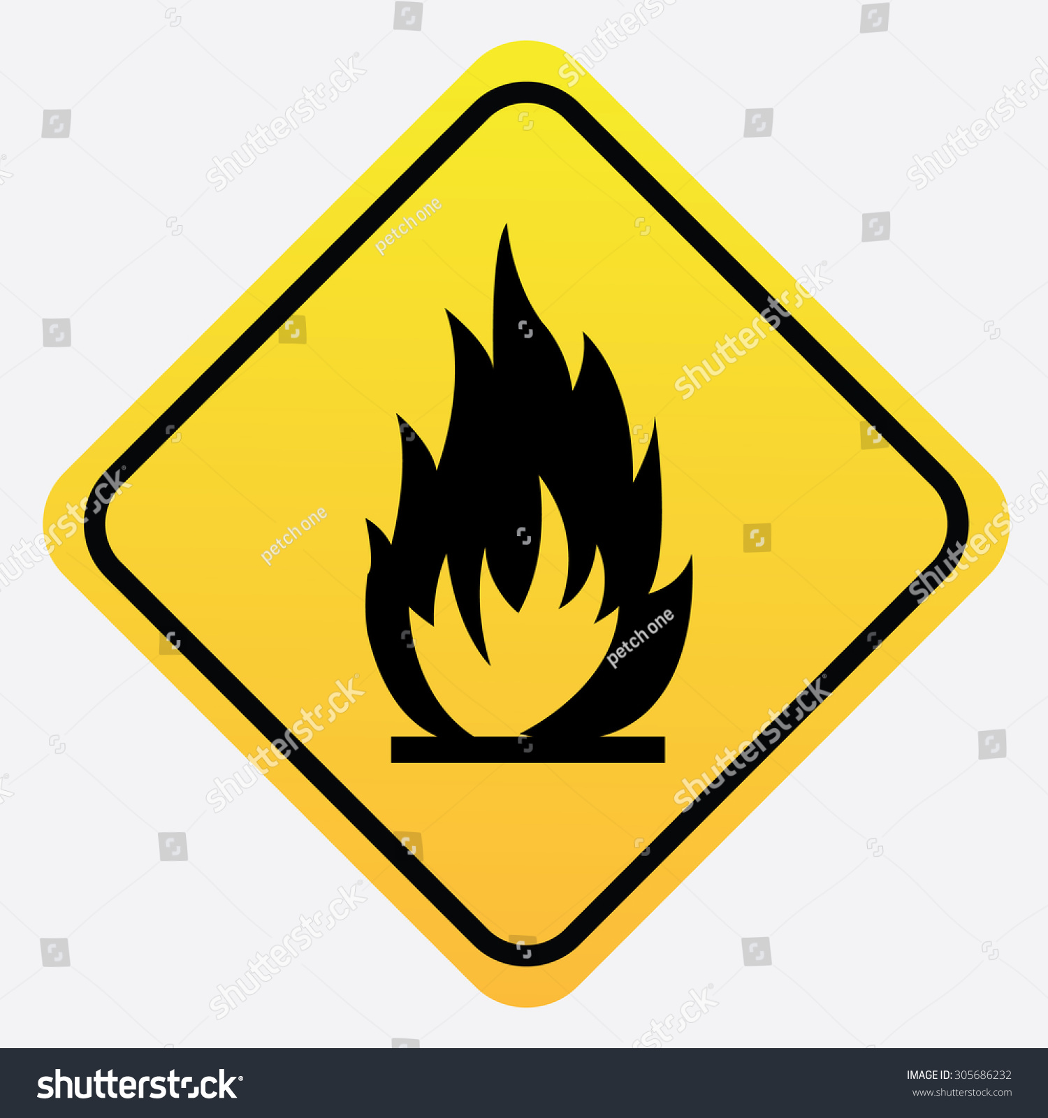 Fire Warning Sign Stock Vector Illustration 305686232 : Shutterstock