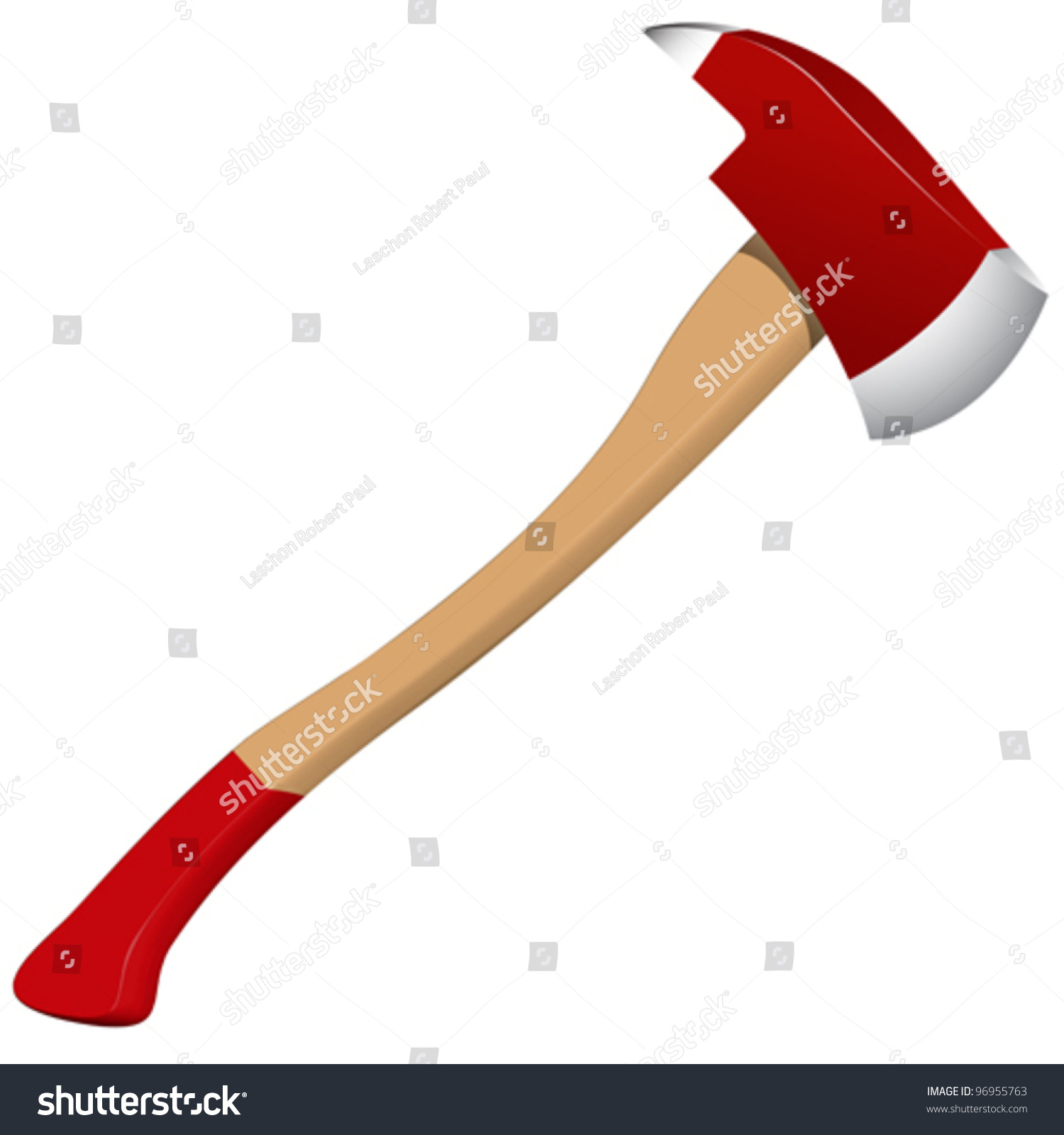Firefighter Axe Against White Background, Abstract Vector Art