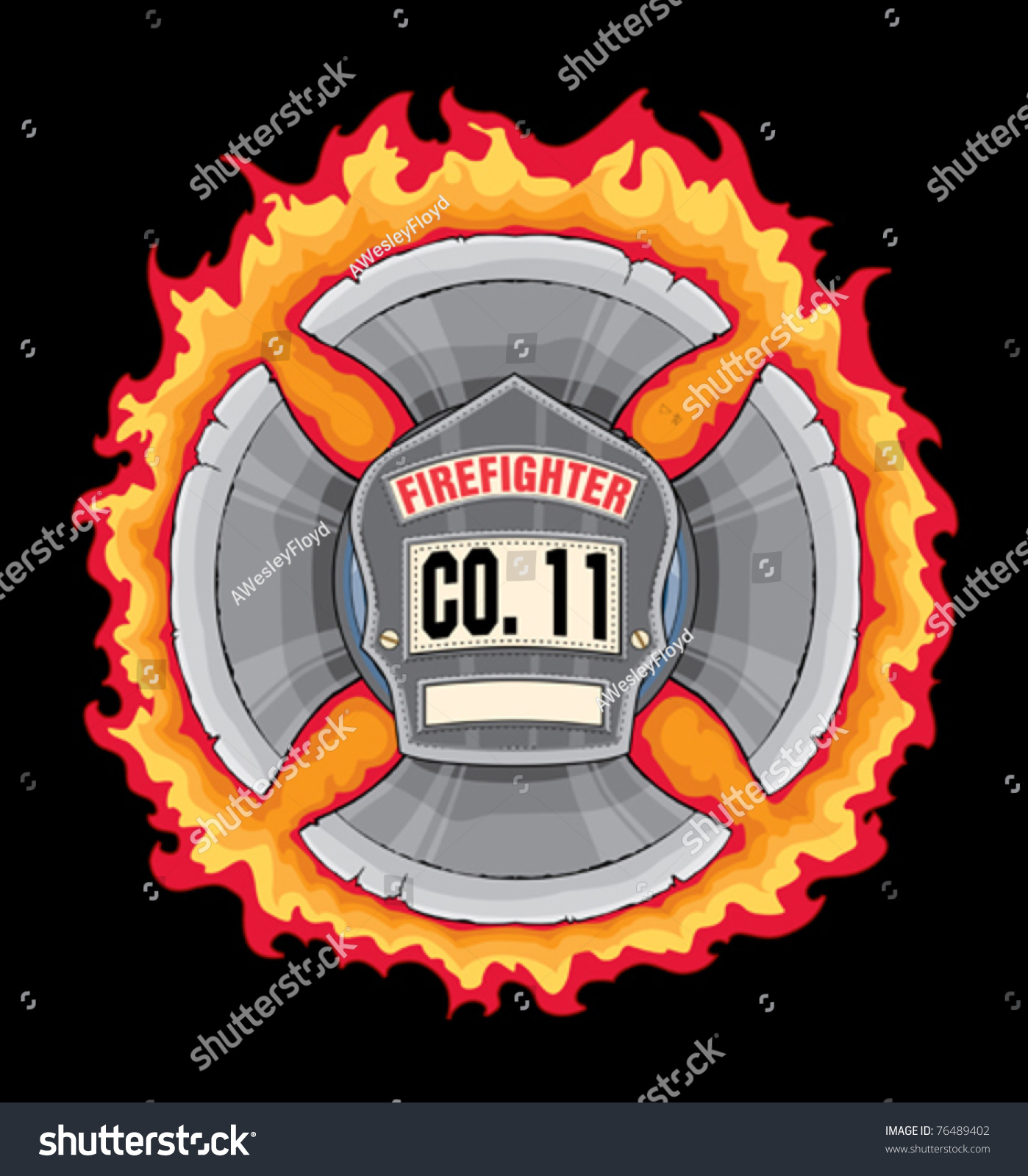 Firefighter Cross With Shield Is An Illustration Of A Black Leather ...