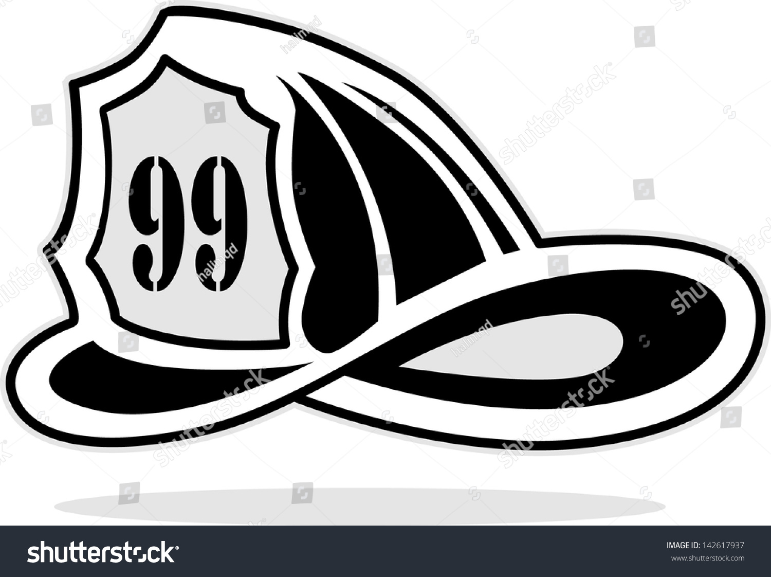 Fireman Helmet Vector Illustration Stock Vector 142617937 - Shutterstock