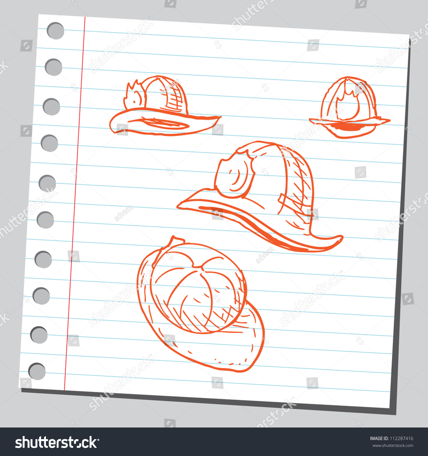 Fireman'S Hats Stock Vector Illustration 112287416 : Shutterstock