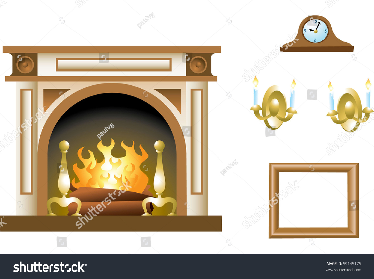 Fireplace Mantel Stock Vector Illustration 59145175 : Shutterstock