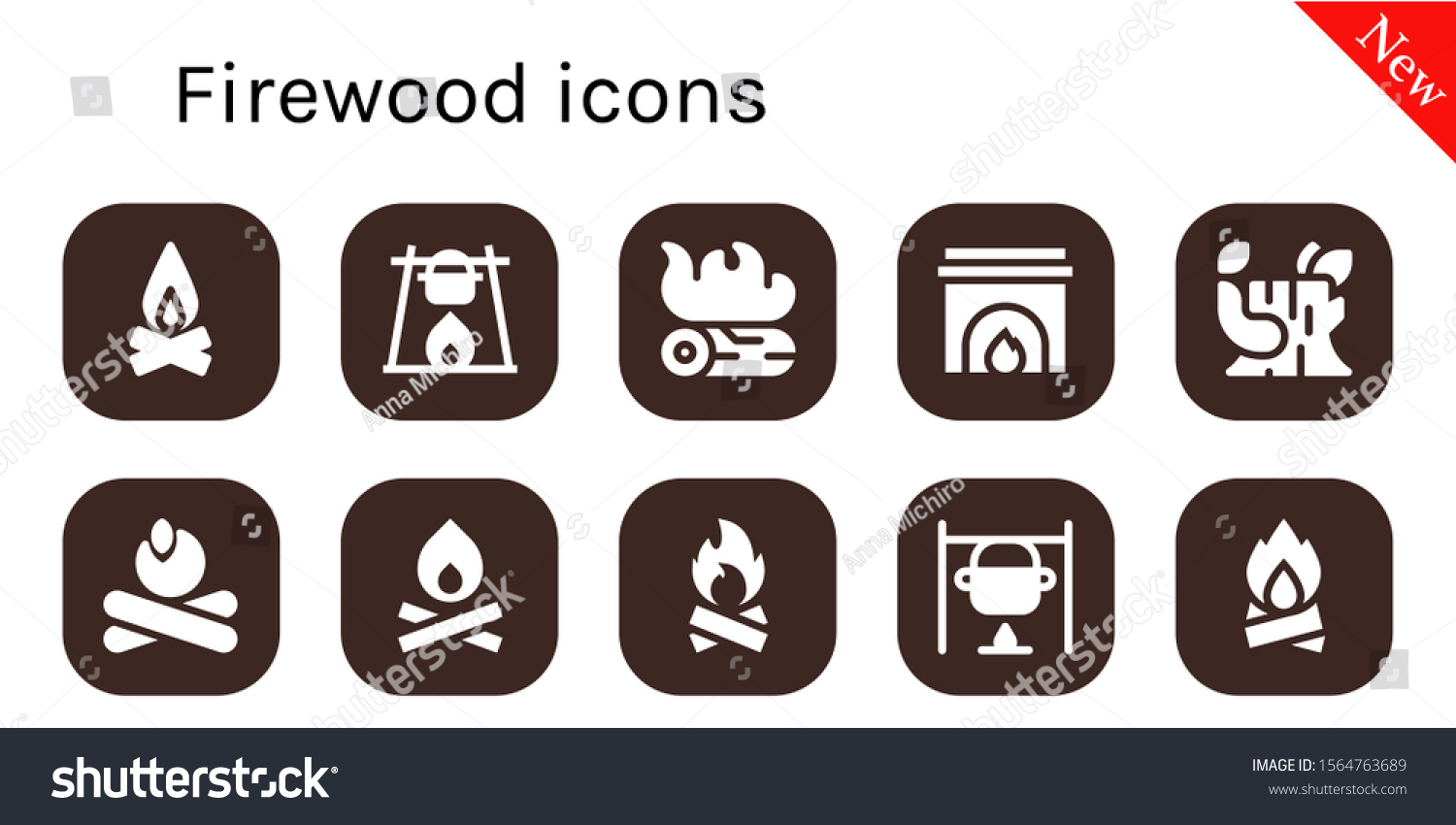 Firewood Icon Set Filled Firewood Stock Vector Royalty Free