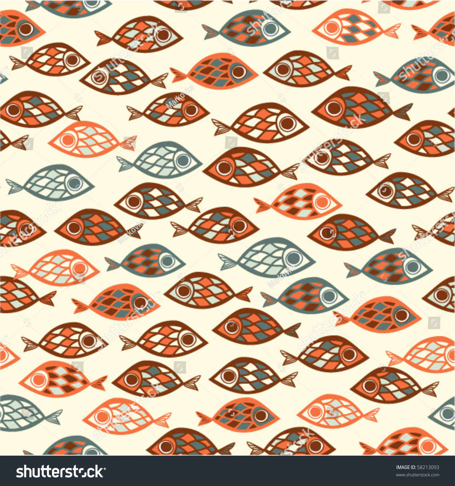 Fish Pattern Abstract Style Stock Vector 58213093 - Shutterstock