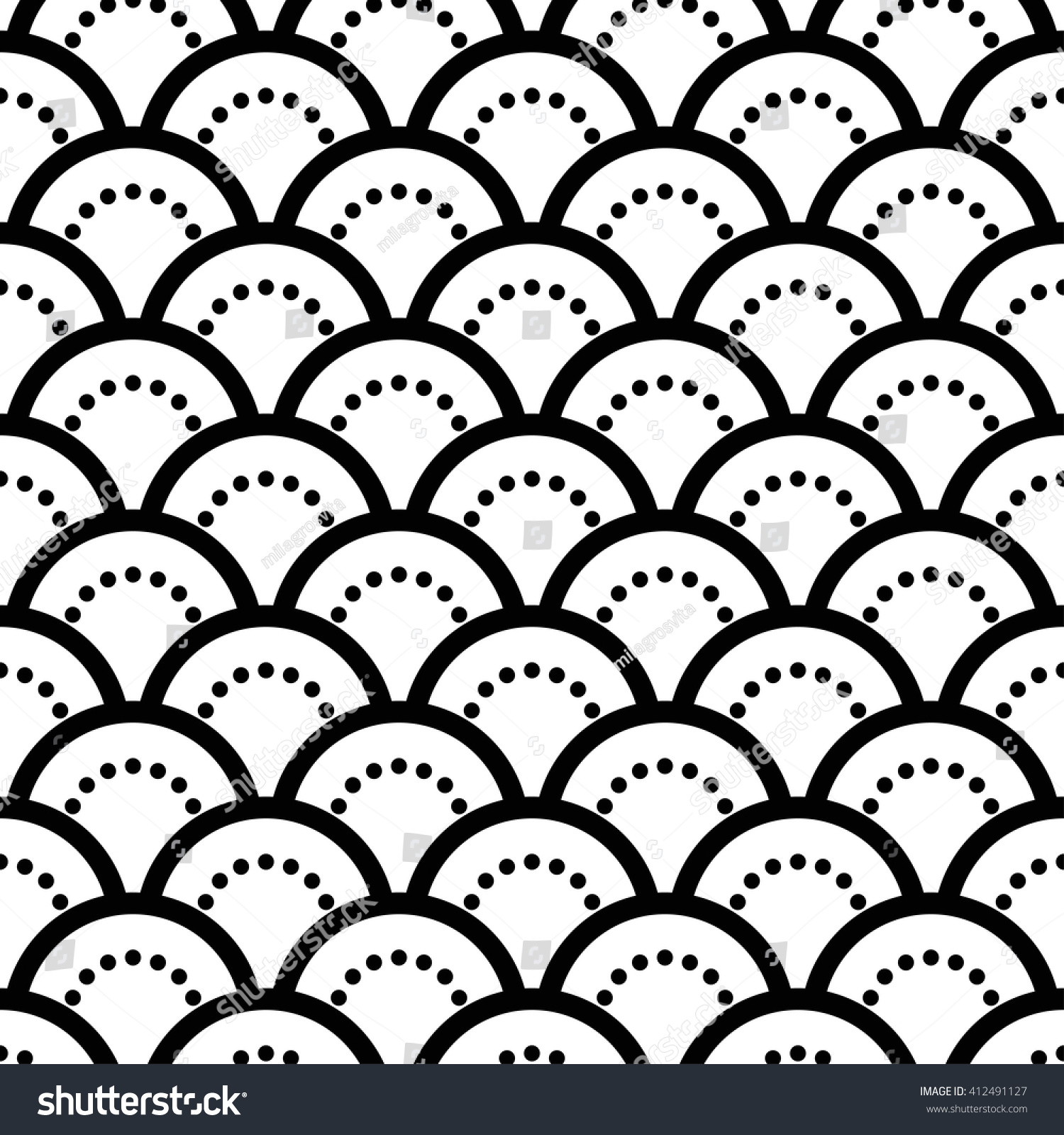 Fish-scales Seamless Pattern. Oriental Traditional Ornament. Abstract 