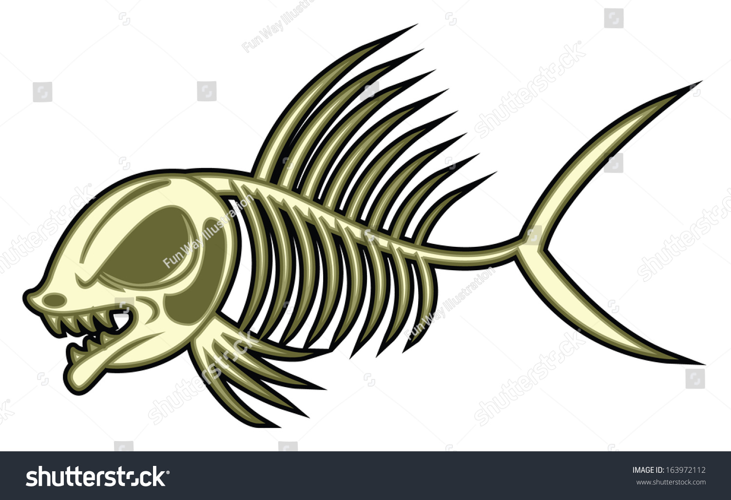 Fish Skeleton Stock Vector Illustration 163972112 : Shutterstock