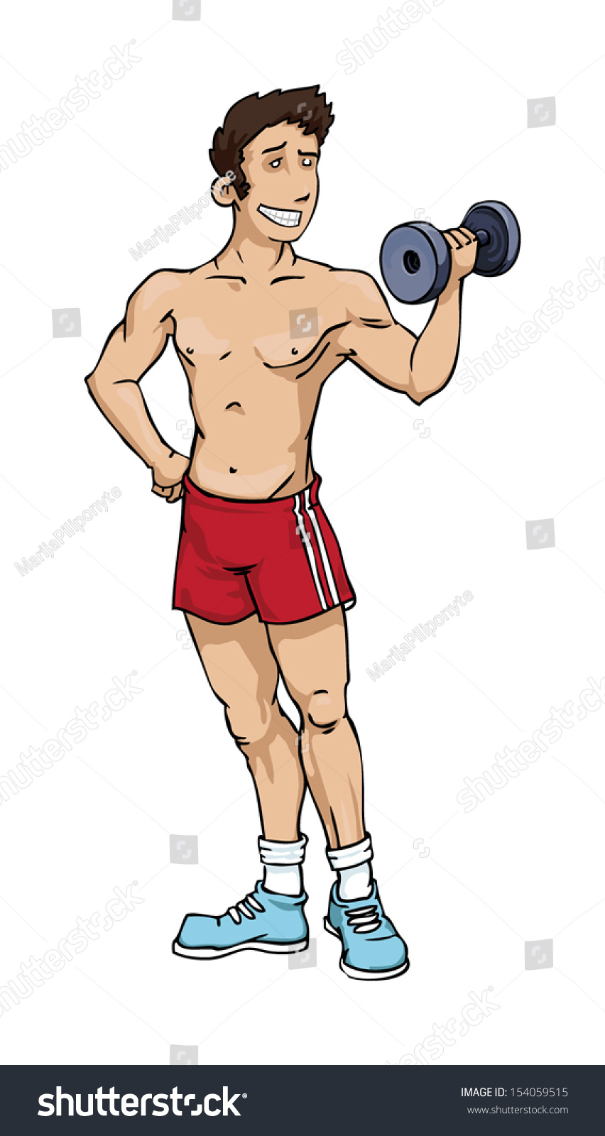 Fit Cartoon Man Flexing Vector Illustration Stock Vector 154059515