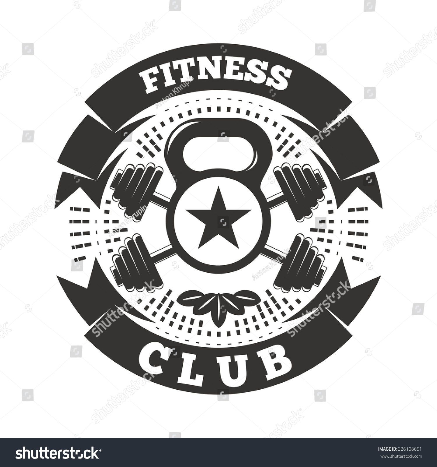 Fitness Club Logo Template Kettlebell Ribbon Stock Vector 326108651 