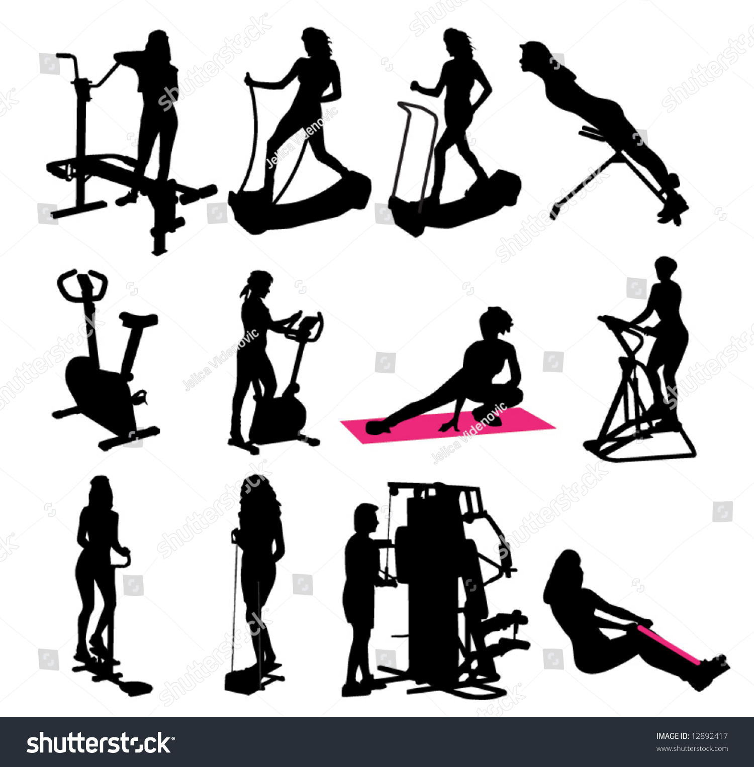 Fitness Silhouettes Stock Vector Illustration 12892417 : Shutterstock