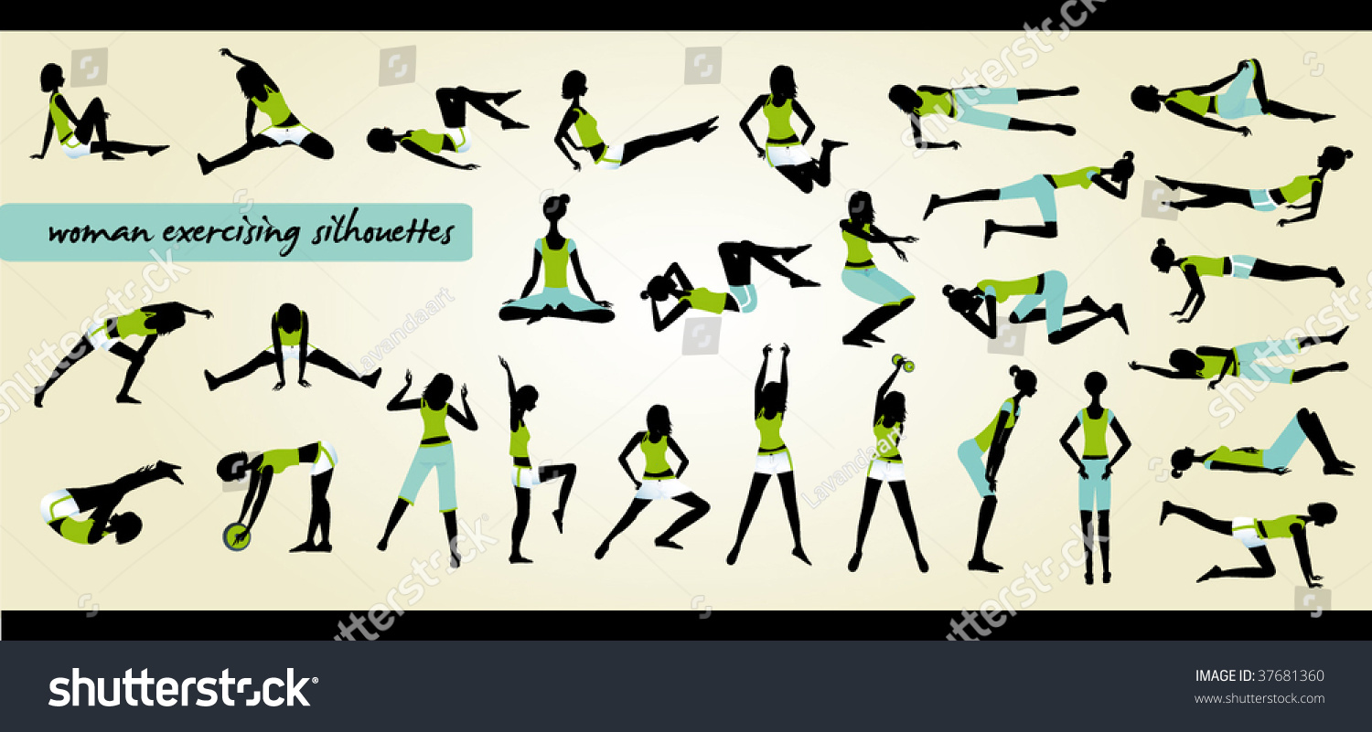Fitness Silhouettes Stock Vector Illustration 37681360 : Shutterstock
