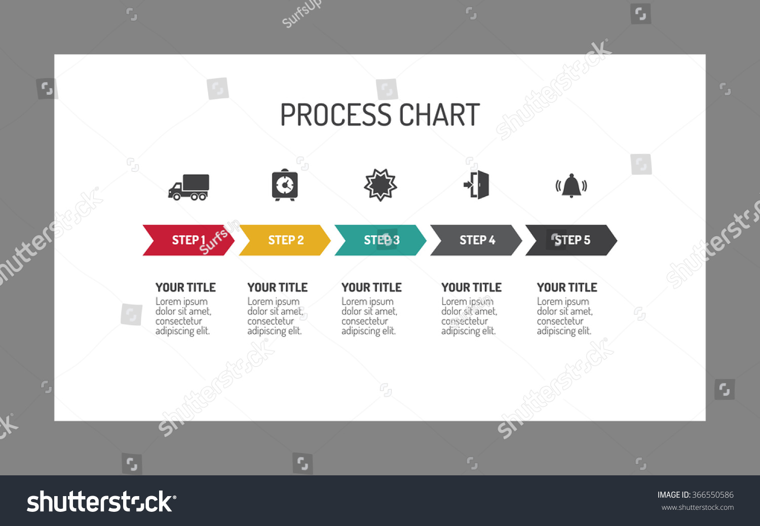 Five Step Process Arrow Chart Stock Vector 366550586 Shutterstock 0773