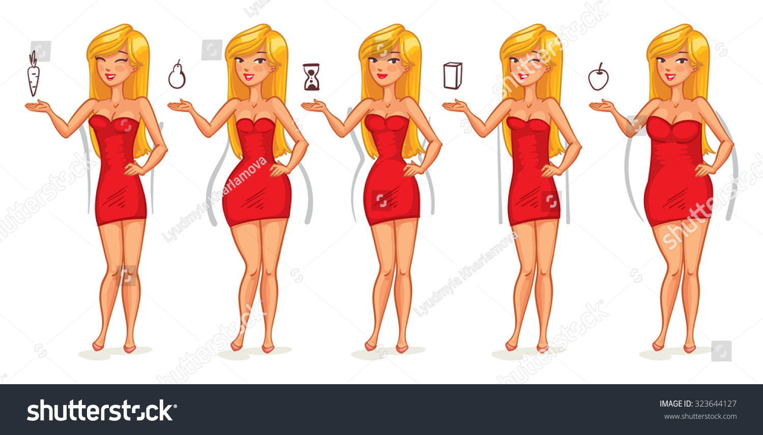 Five Types Female Figures Body Shapes Stock Vector 323644127 - Shutterstock