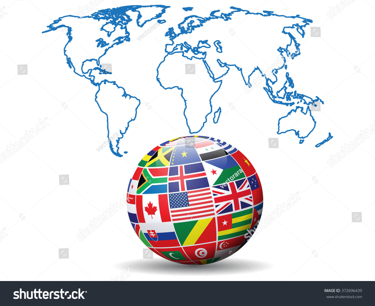 Flags Globe World Mapvector Image Vectorielle De Stock Libre De