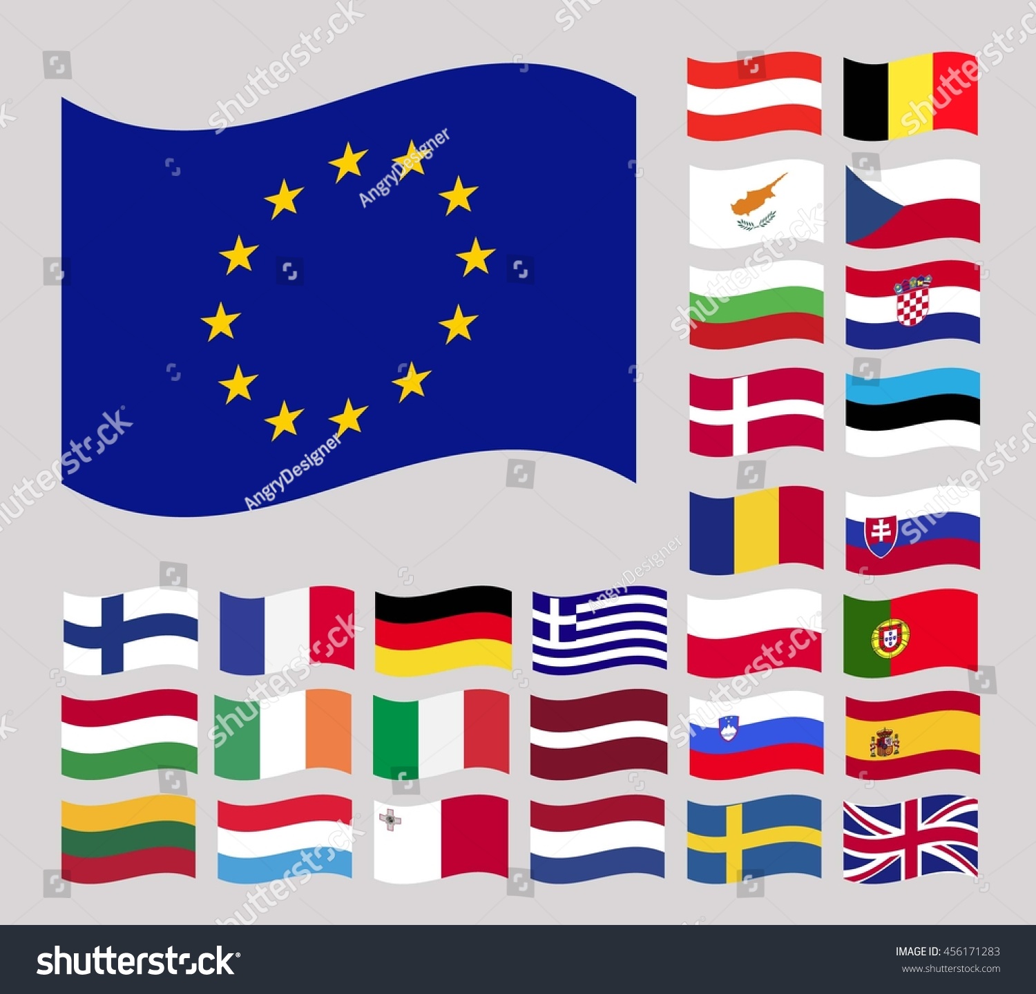 Flags Of The European Union Vector Illustration 456171283