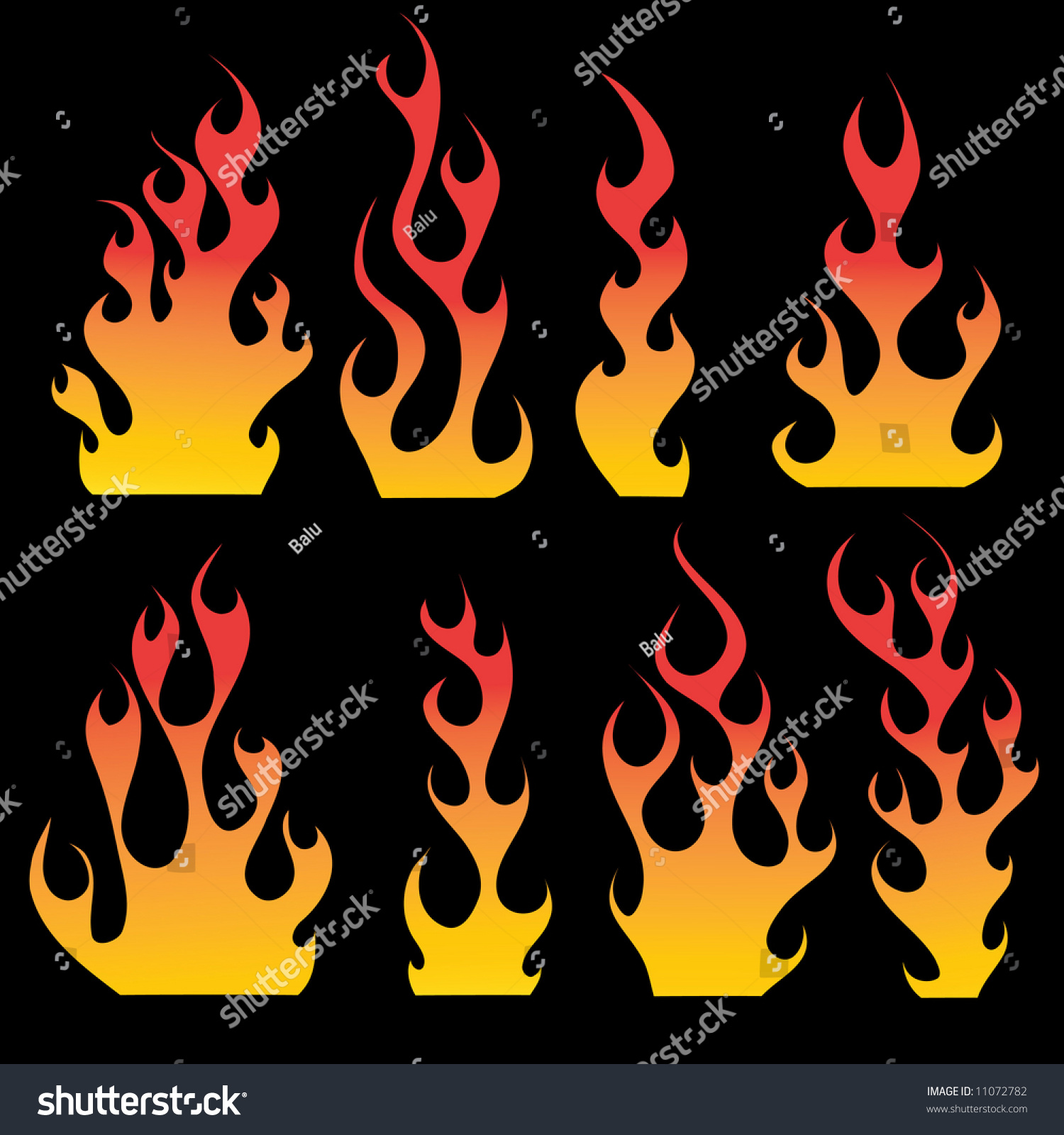 Flame Vector Set - 11072782 : Shutterstock