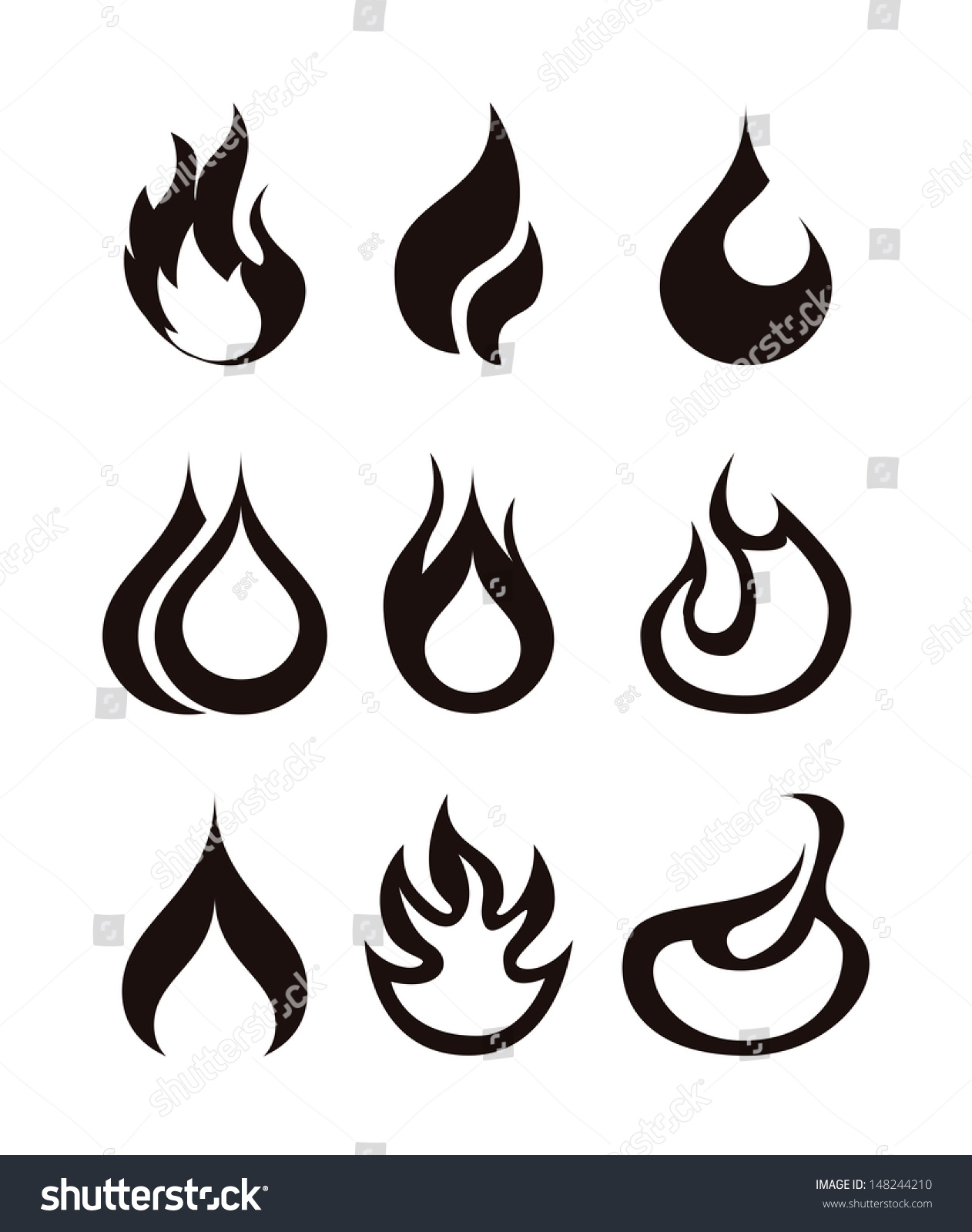 Flames Icon Over White Background Vector Stock Vector 148244210