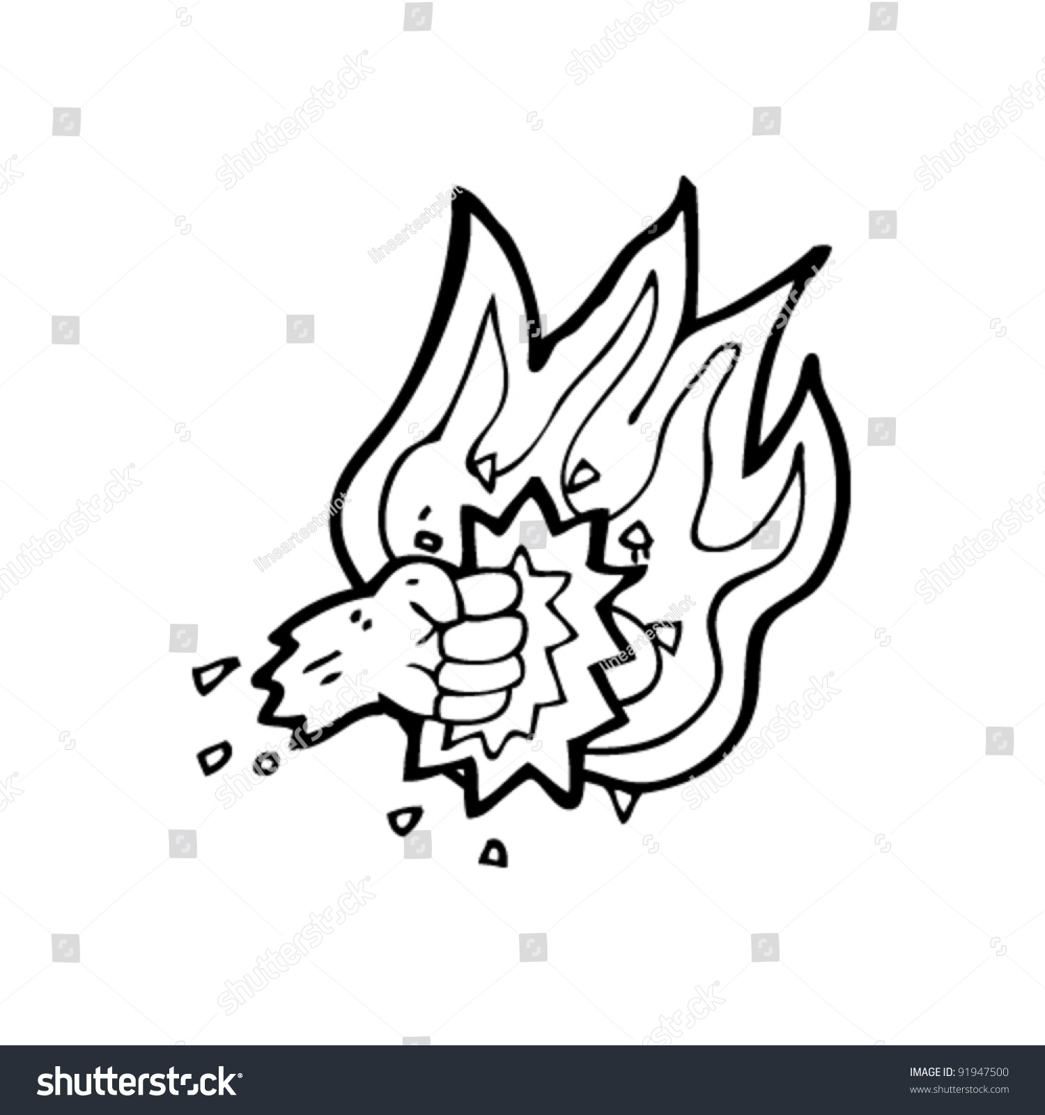 Flaming Fist Cartoon Stock Vector 91947500 - Shutterstock