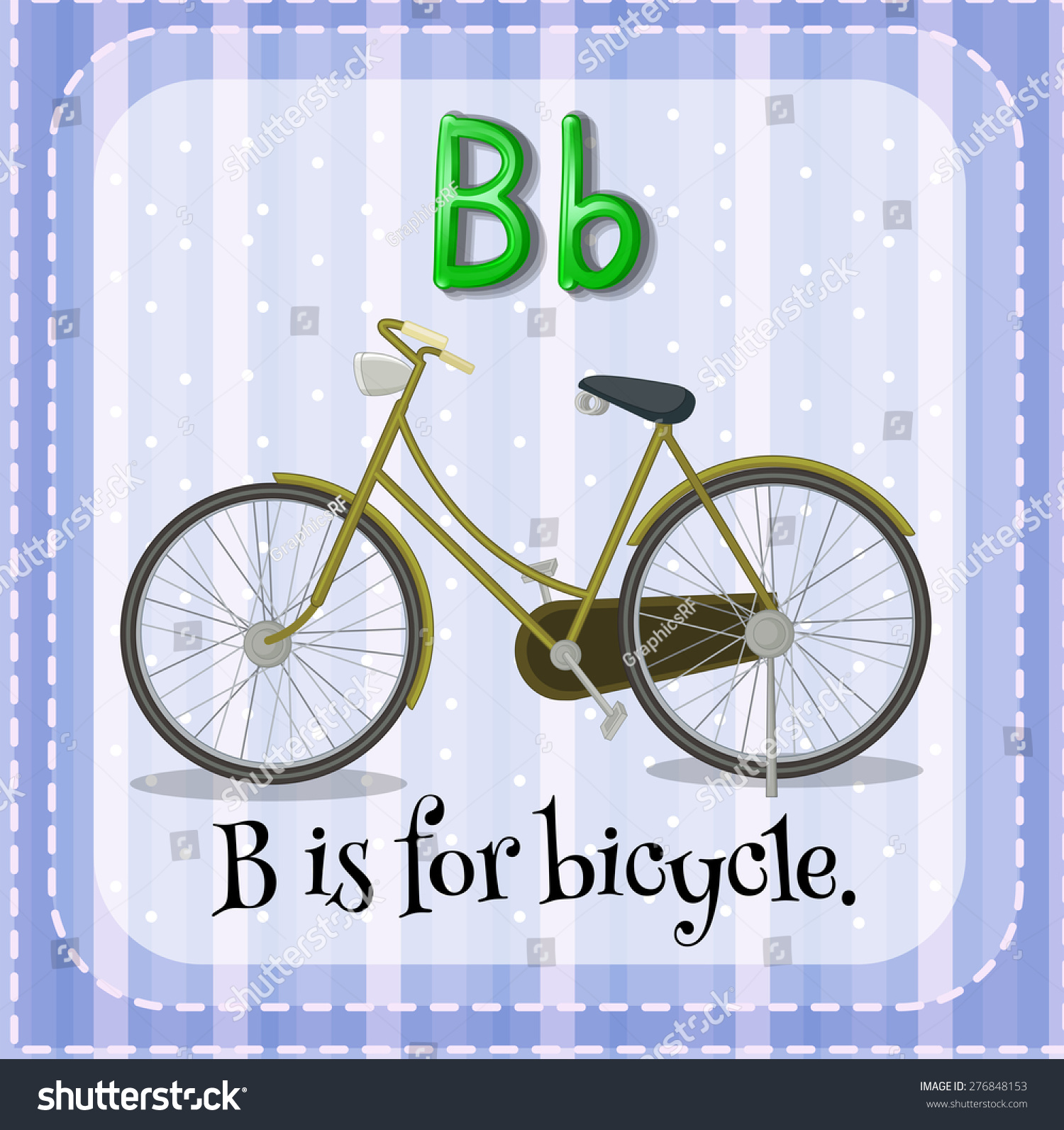 Flashcard Alphabet B Is For Bicycle Stock Vector Illustration 276848153 ...