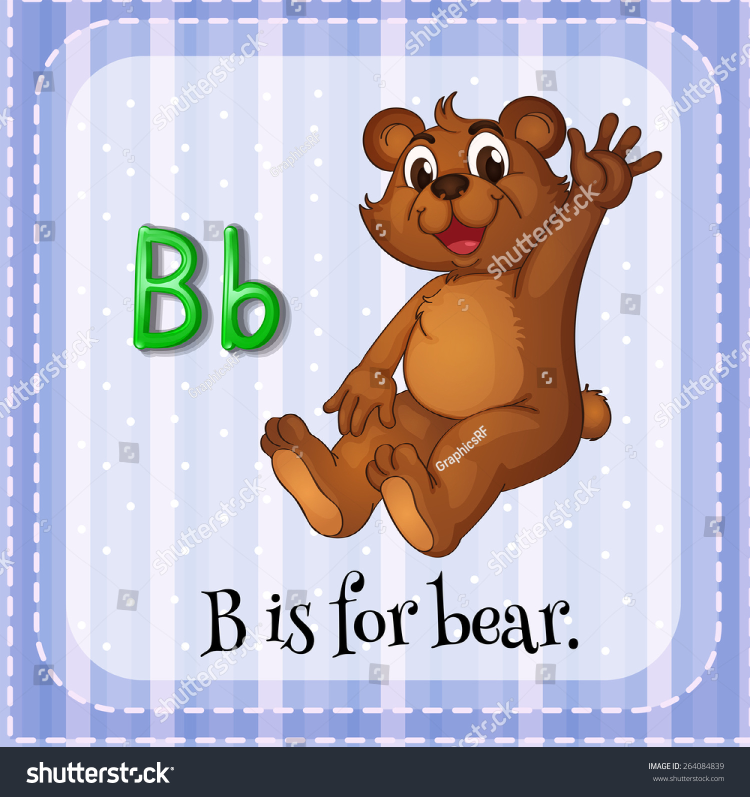 Flashcard Letter B Bear Stock Vector 264084839 - Shutterstock