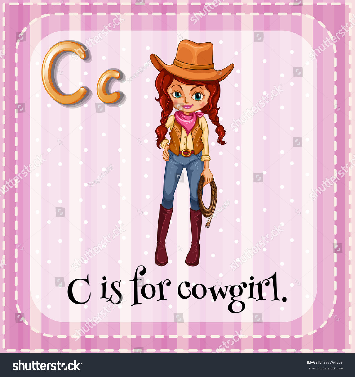Flashcard Letter C Is For Cowgirl Stock Vector