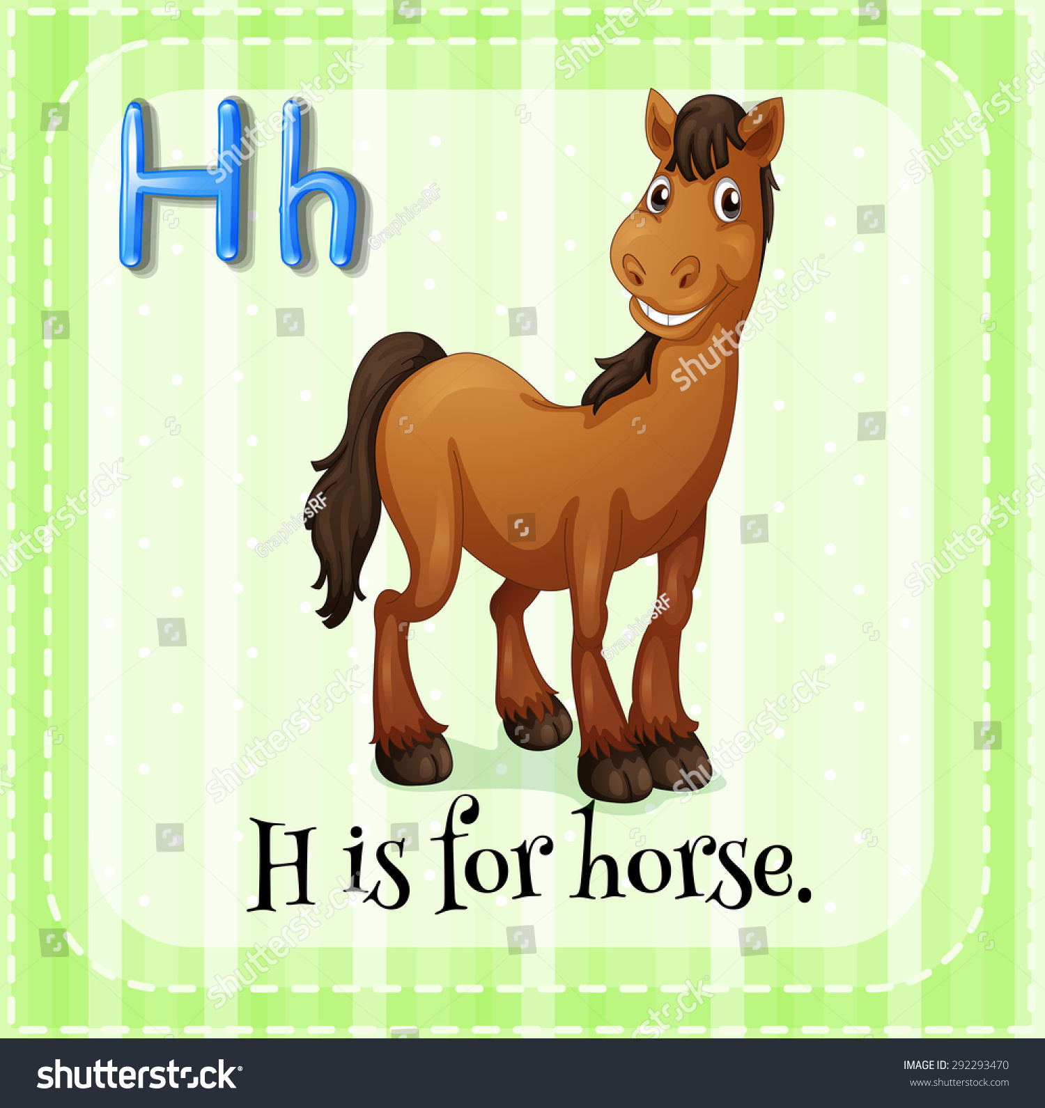 Flashcard Letter H Is For Horse Stock Vector Illustration 292293470  Shutterstock