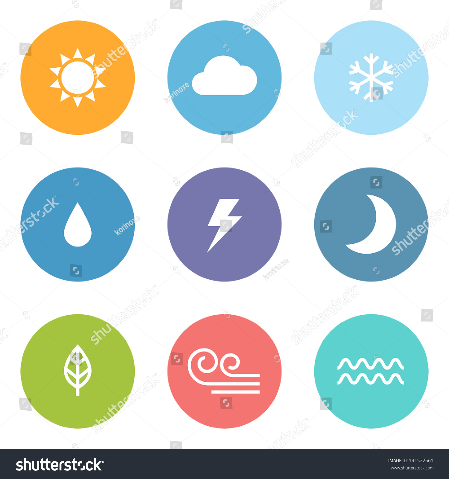 Flat Design Style Weather Icons Stock Vector Illustration 141522661 ...