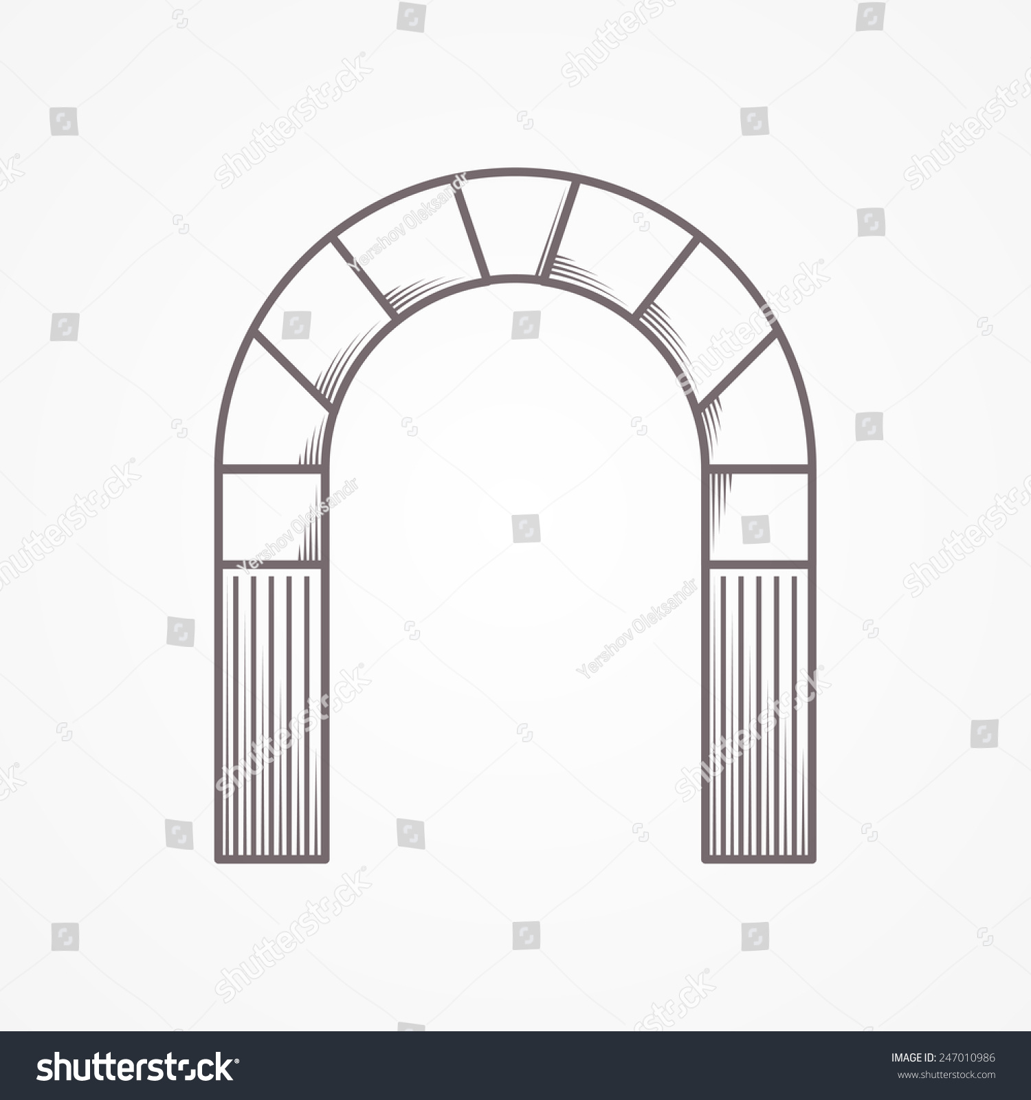 Flat Line Design Round Arch. Flat Line Vintage Design Vector Icon For