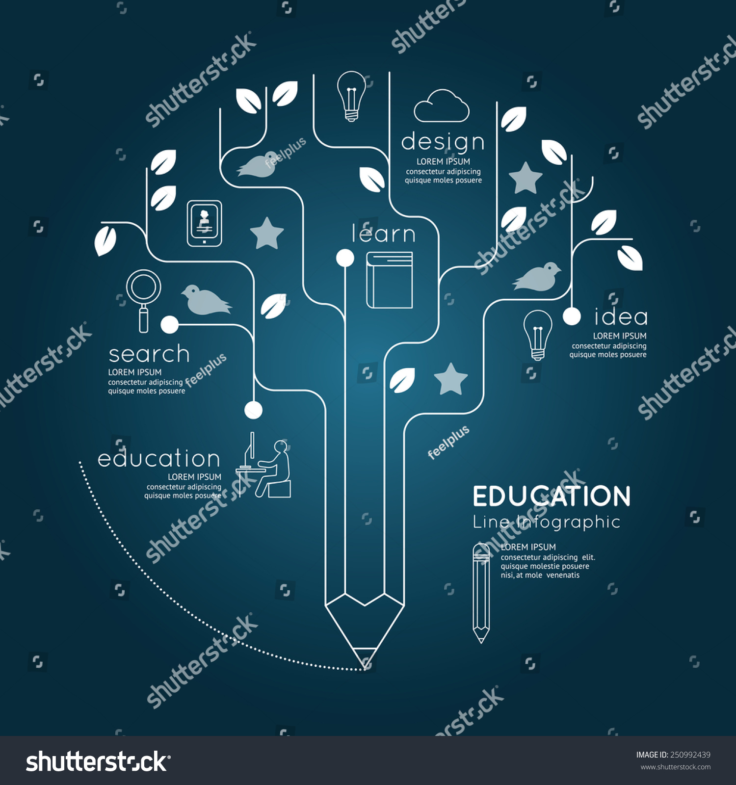 Flat Linear Infographic Education Pencil Tree Outline Concept Vector Illustration 250992439 Linear Flat Family Tree Infographics