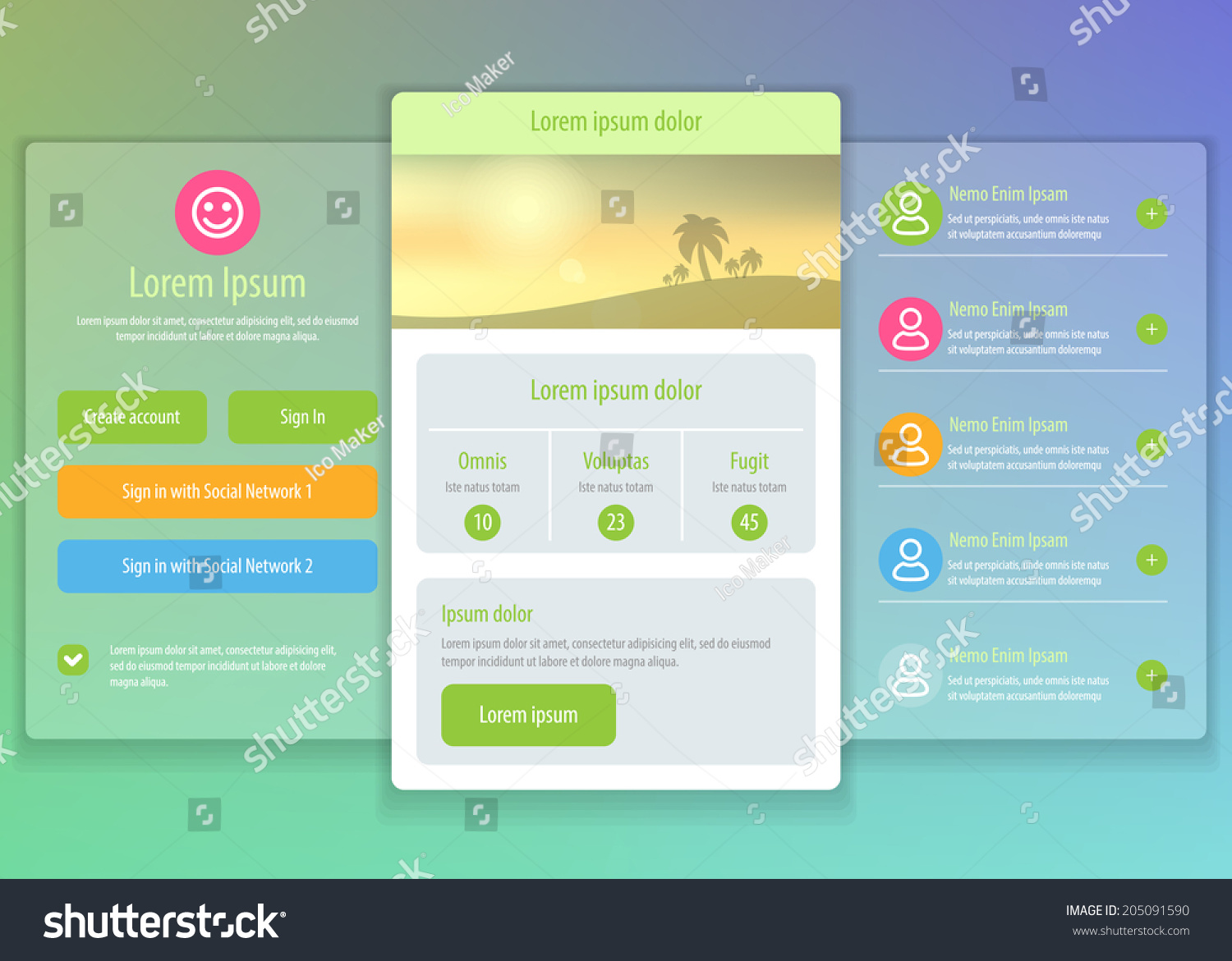 Flat Mobile Ui Design Vector Eps Stock Vector Royalty Free 205091590