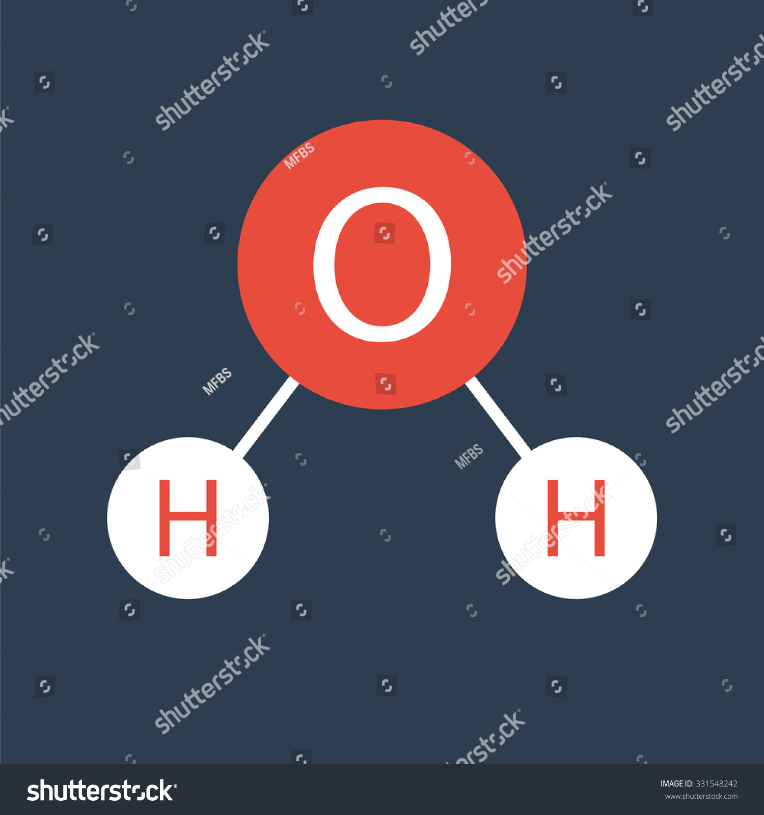 Flat Molecule Icon, H2o Molecule, Water Molecule. Stock Vector 