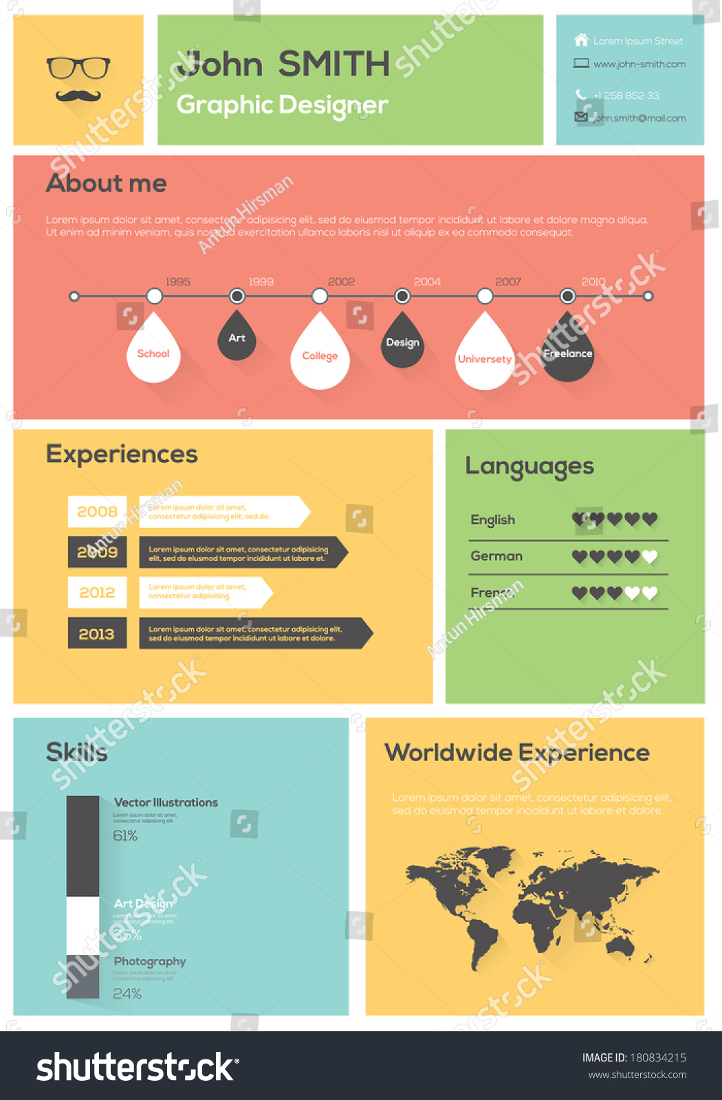 flat resume infographics timeline vector illustration