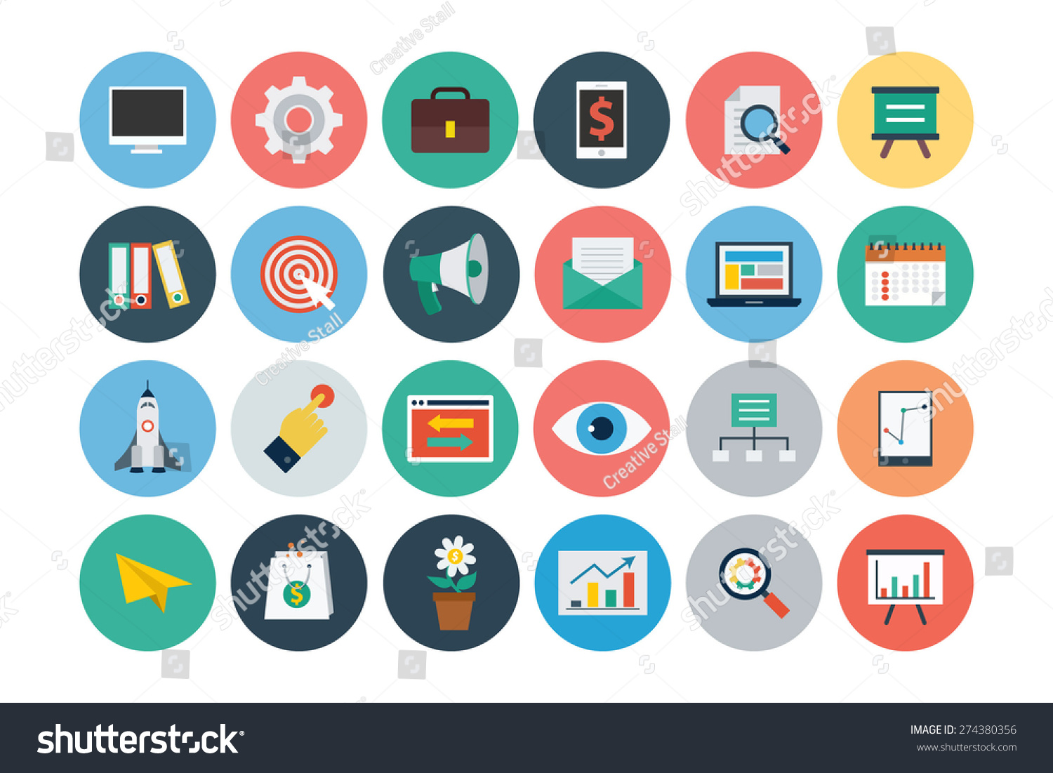 Flat Seo And Marketing Icons   Vol 1 Stock Vector Illustration