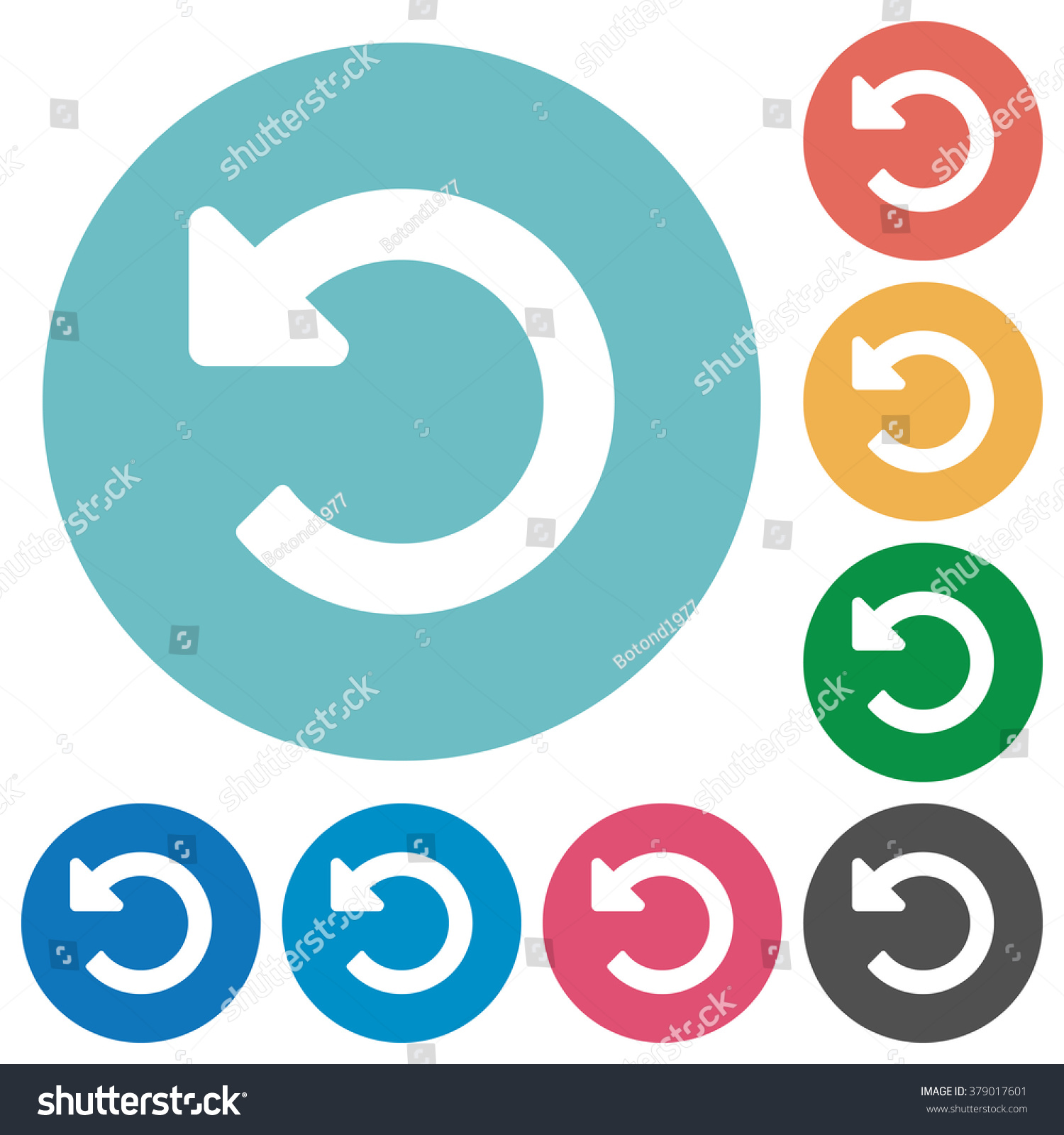 Flat Undo Changes Icon Set On Round Color Background. Stock Vector 