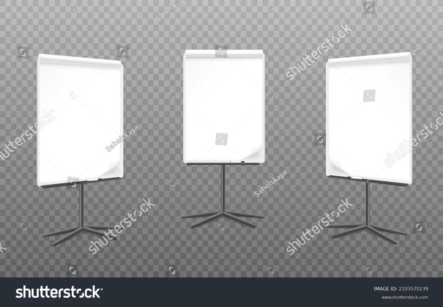 Flipchart Mockup Set Different Angles Realistic Stock Vector Royalty