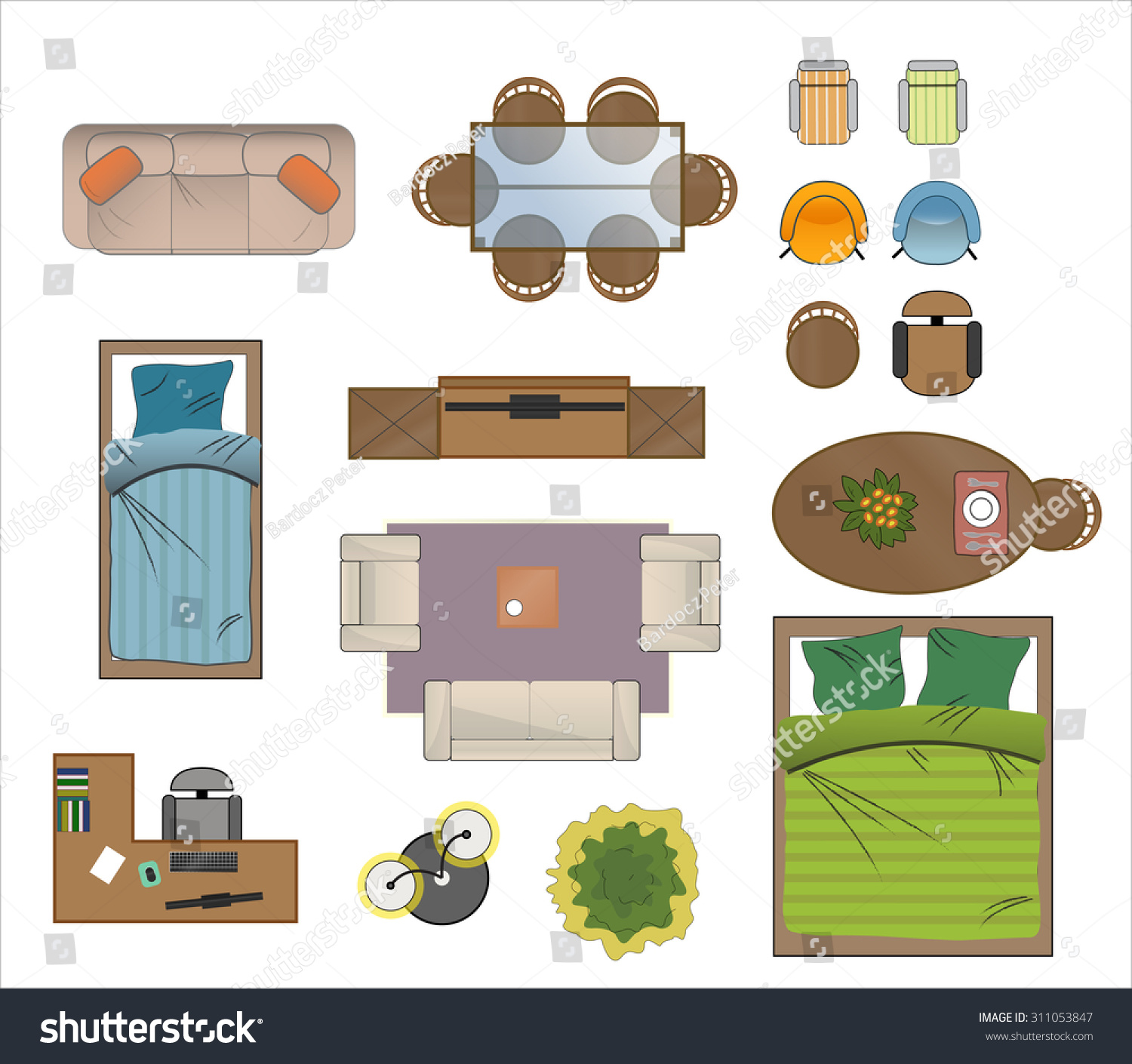 furniture clipart for floor plans - photo #48