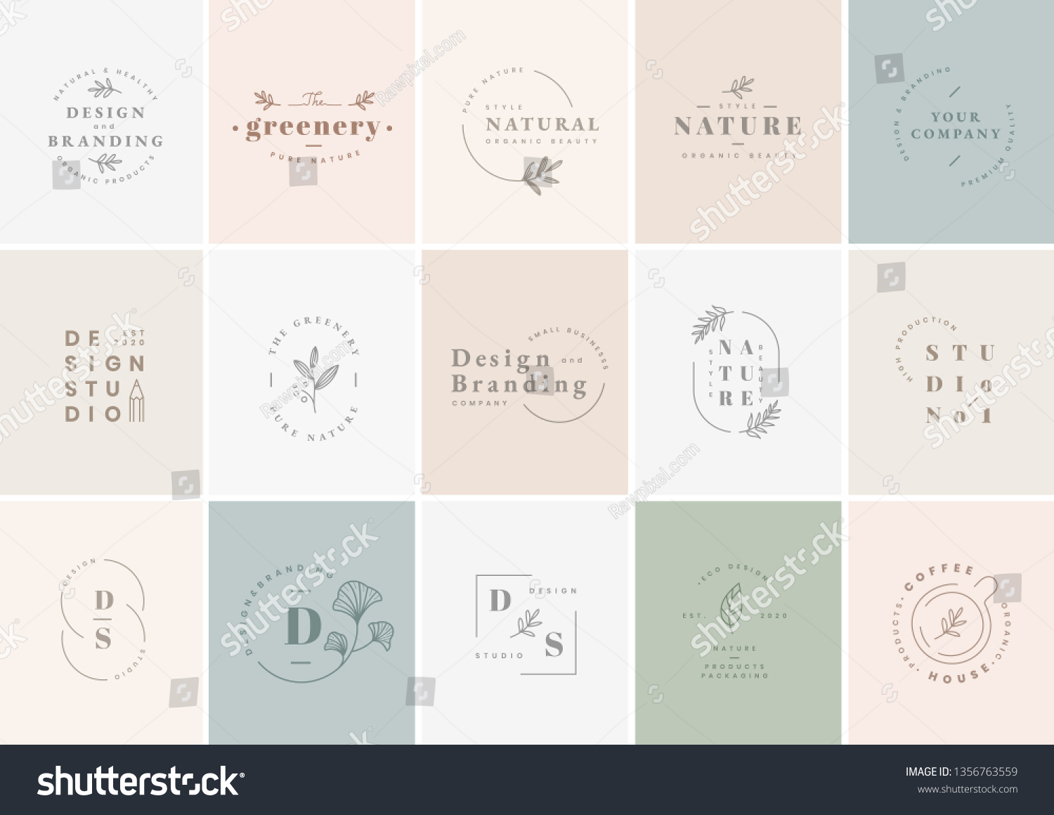 Floral Brand Logo Designs Vector Collection Stock Vector Royalty Free