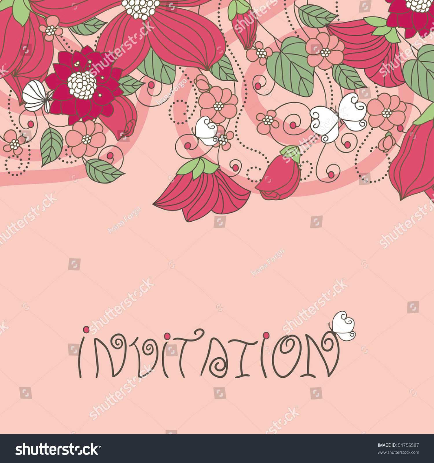 Floral Card Stock Vector Illustration 54755587 : Shutterstock